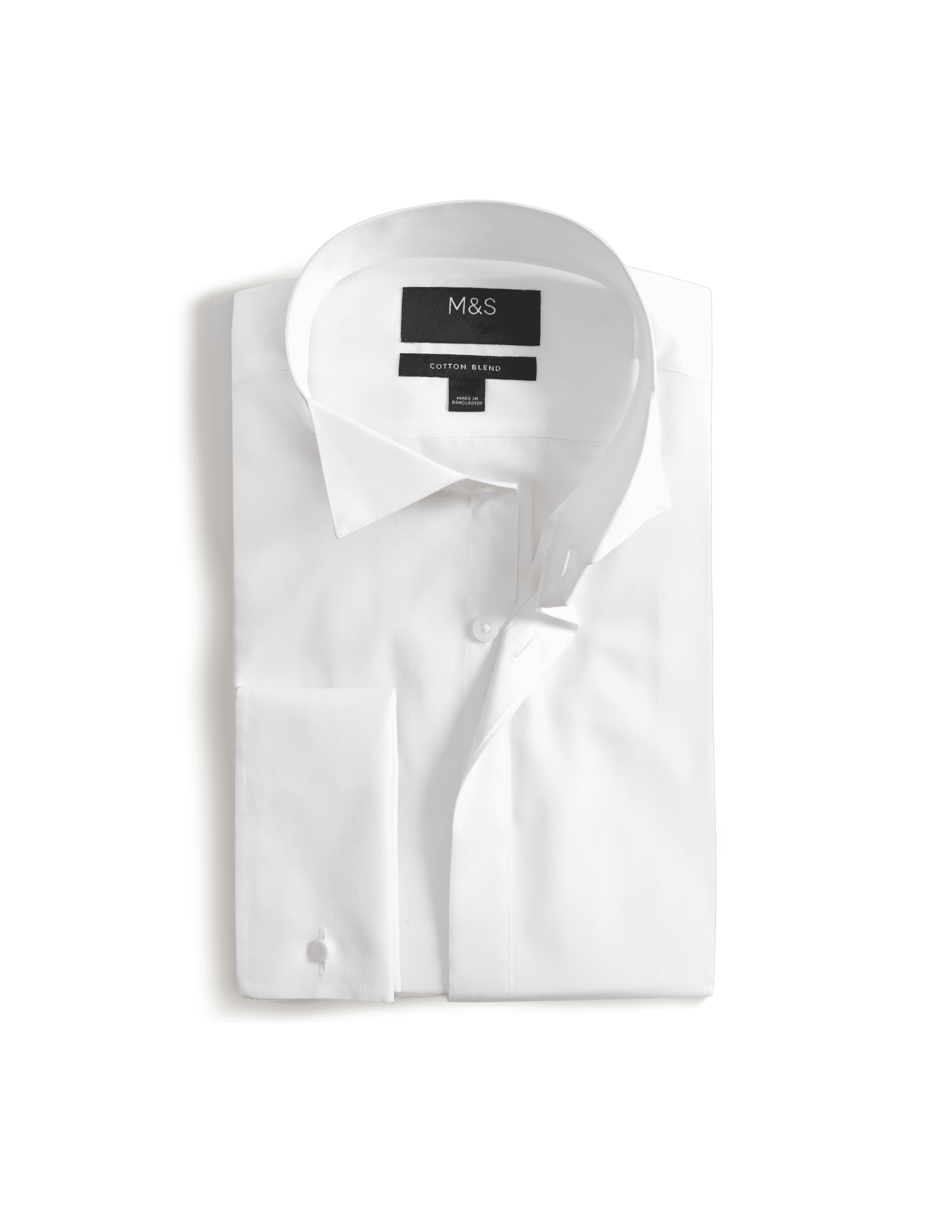 M&S Collection Men's Slim Fit Cotton Blend Dress Shirt - 15.5 - White, White,Black