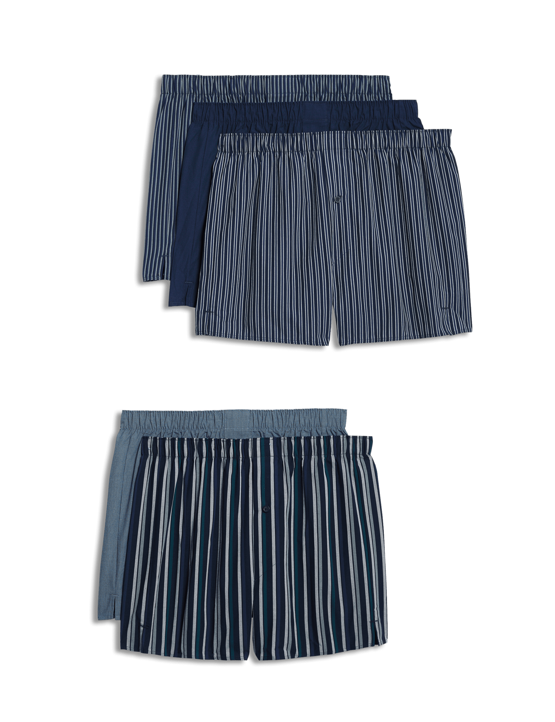 M&S Collection Men's 5pk Pure Cotton StayNew Woven Boxers - L - Navy Mix, Navy Mix