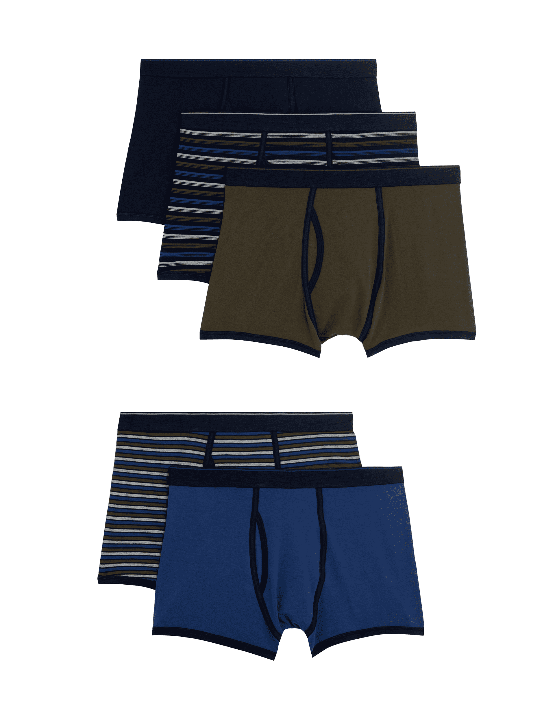 M&S Collection Men's 5pk Cotton Stretch Cool & Fresh Trunks - M - Khaki Mix, Khaki Mix