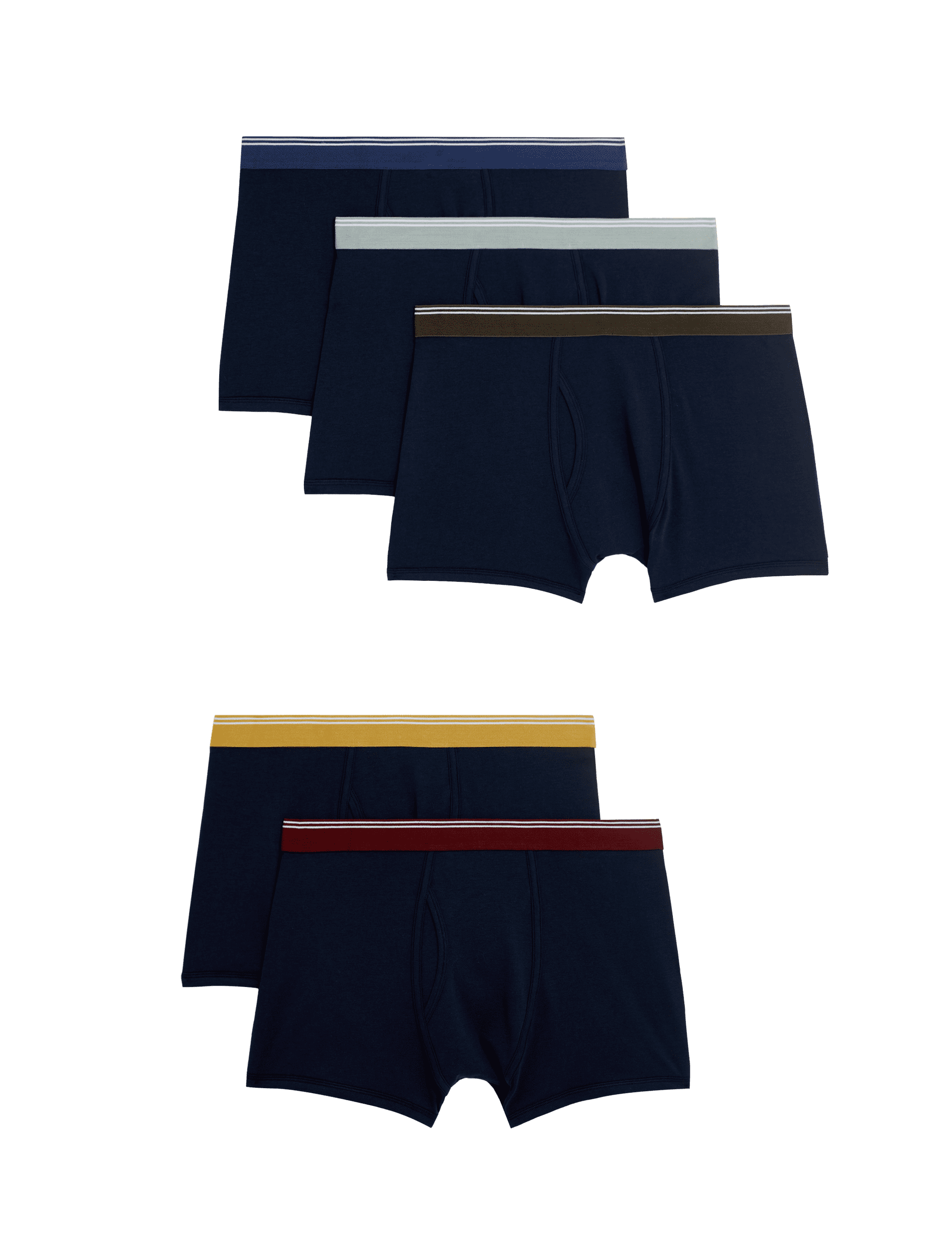 M&S Collection Men's 5pk Cotton Stretch Cool & Fresh Trunks - XXL - Navy Mix, Navy Mix