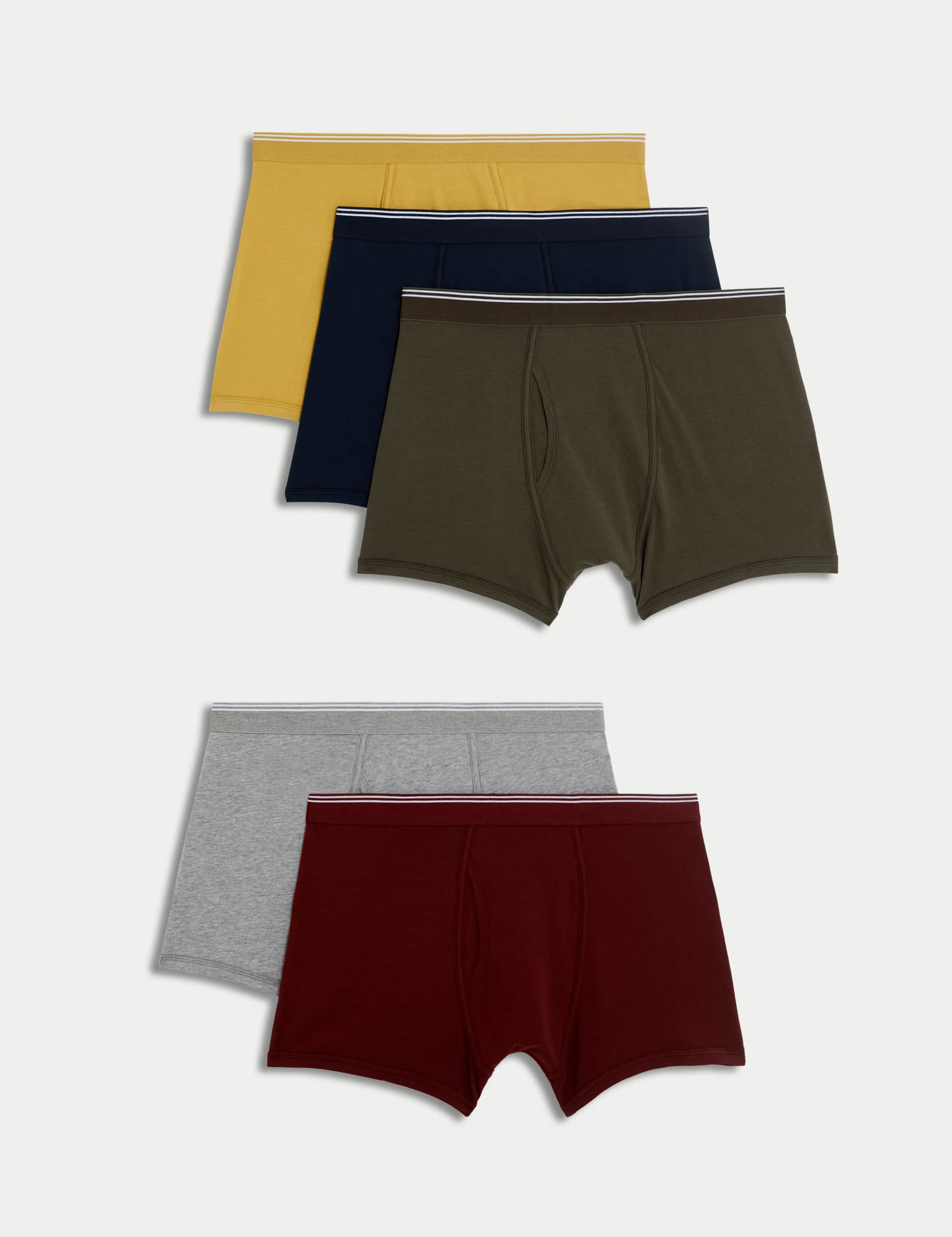 M&S Men's 5pk Cotton Rich Stretch Cool & Fresh™ Trunks - M - Multi, Multi