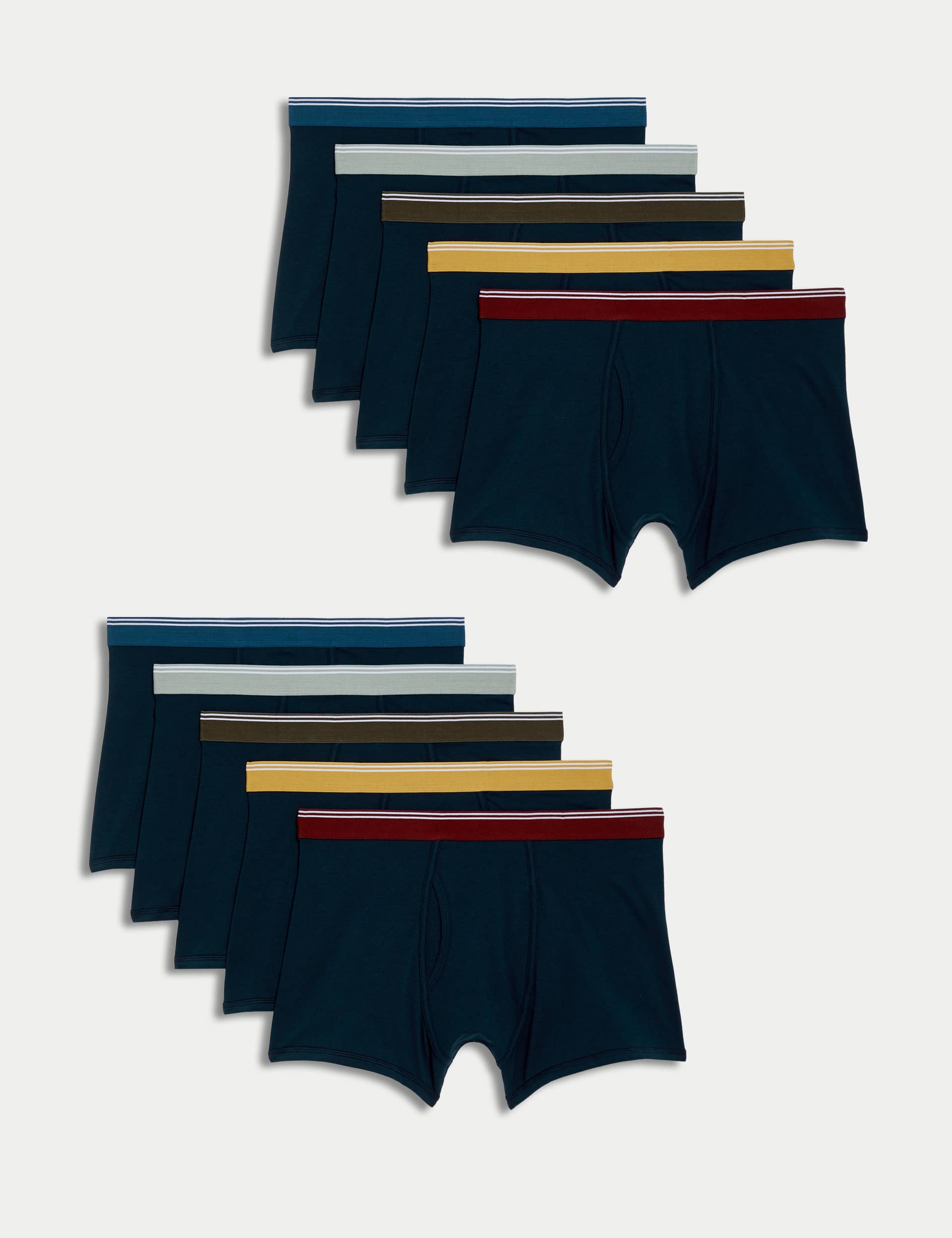 M&S Men's 10pk Cool & Fresh™ Trunks - M - Navy Mix, Navy Mix