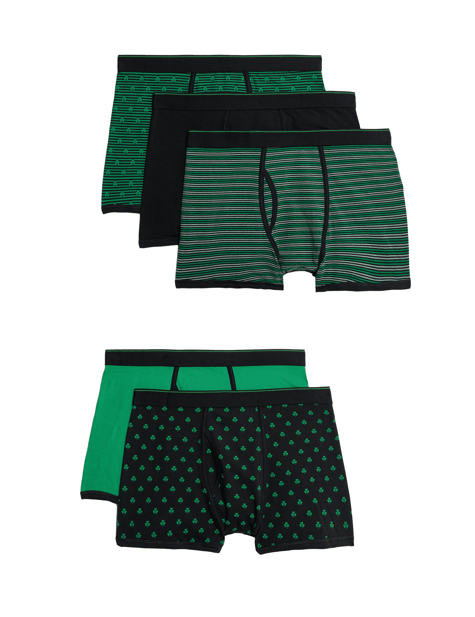 M&S Collection Men's 5pk Cool & Fresh Cotton Rich Trunks - M - Black Mix, Black Mix