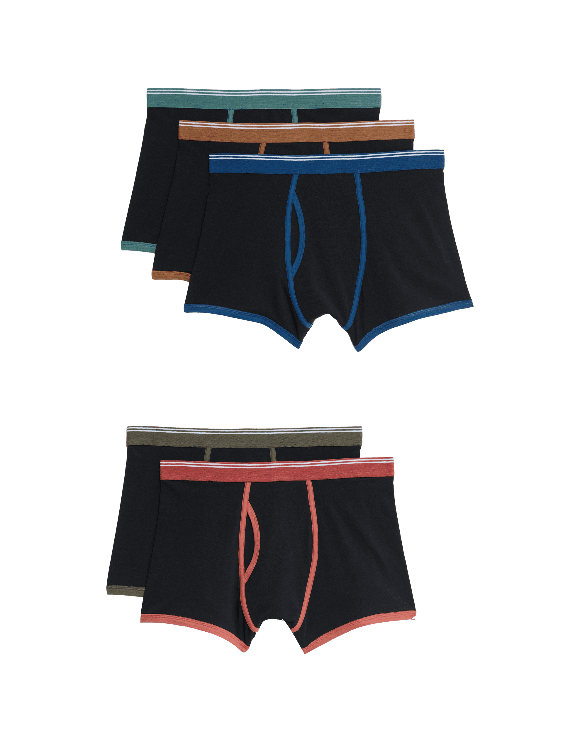 M&S Collection Men's 5pk Cotton Rich Cool & Fresh Trunks - M - Black, Black