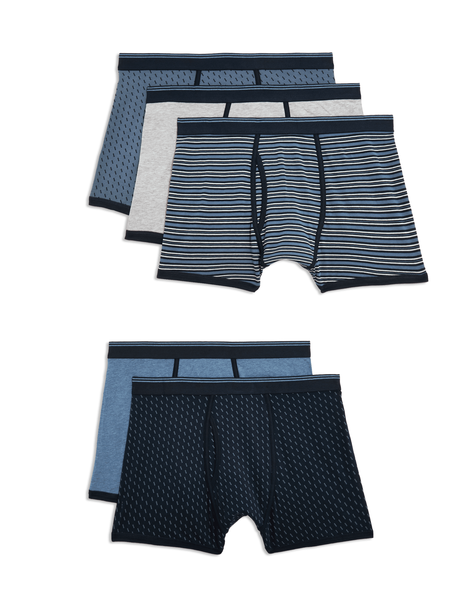 M&S Collection Men's 5pk Cotton Blend Cool & Fresh Trunks - M - Blue Mix, Blue Mix