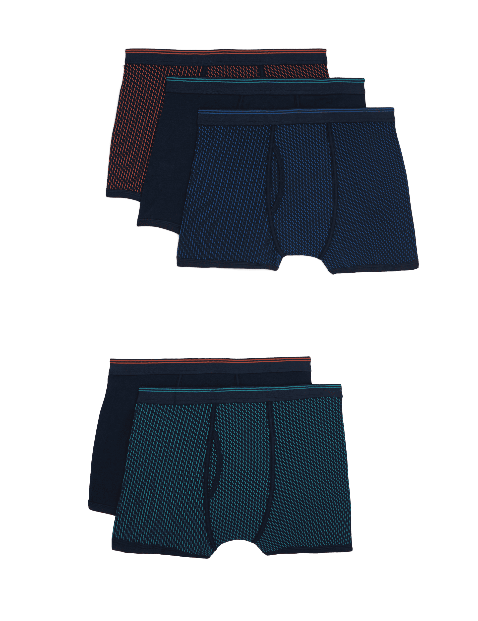 M&S Collection Men's 5pk Cotton Stretch Cool & Fresh™ Trunks - M - Navy Mix, Navy Mix