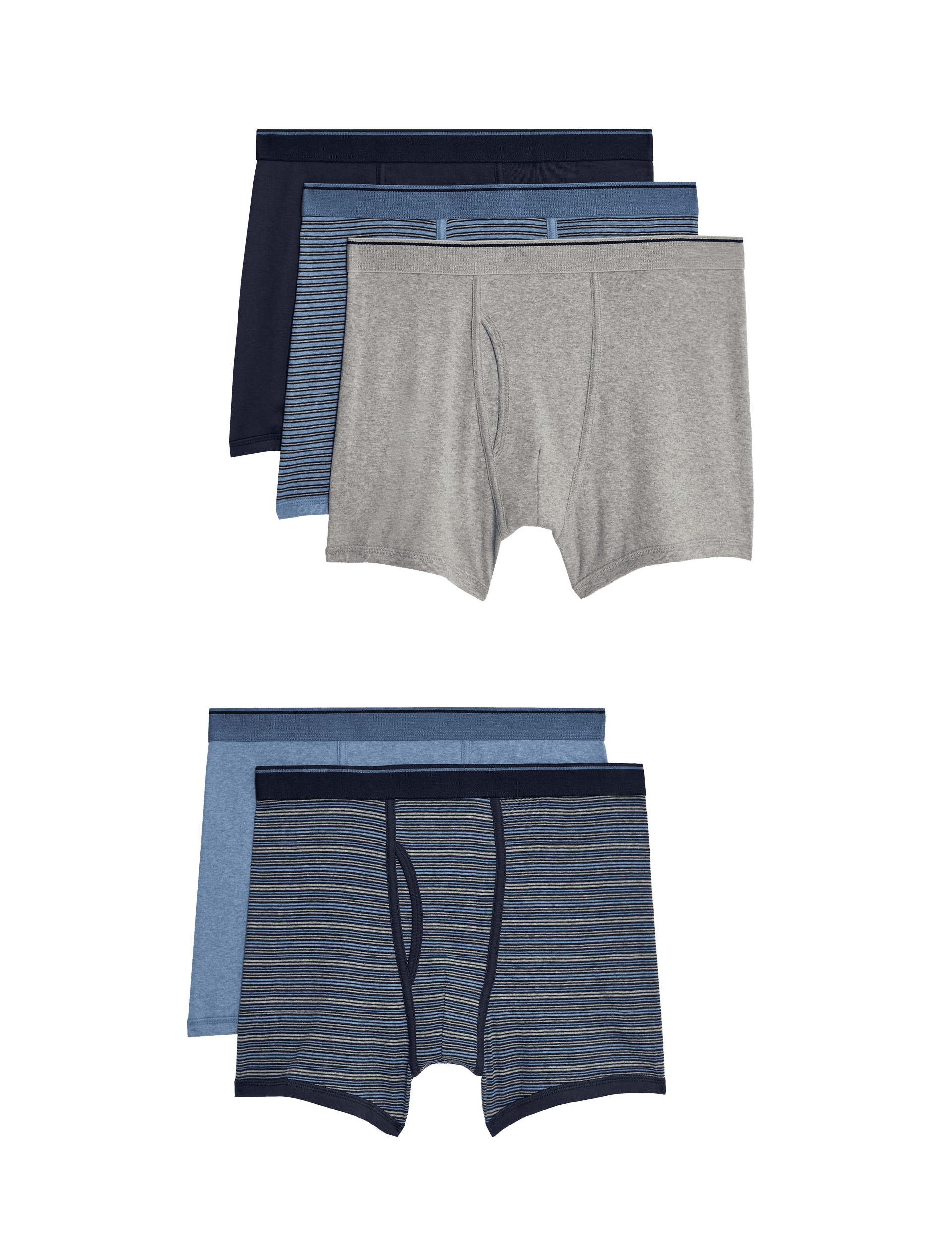 M&S Collection Men's 5pk Pure Cotton Cool & Fresh Trunks - Denim Mix, Denim Mix