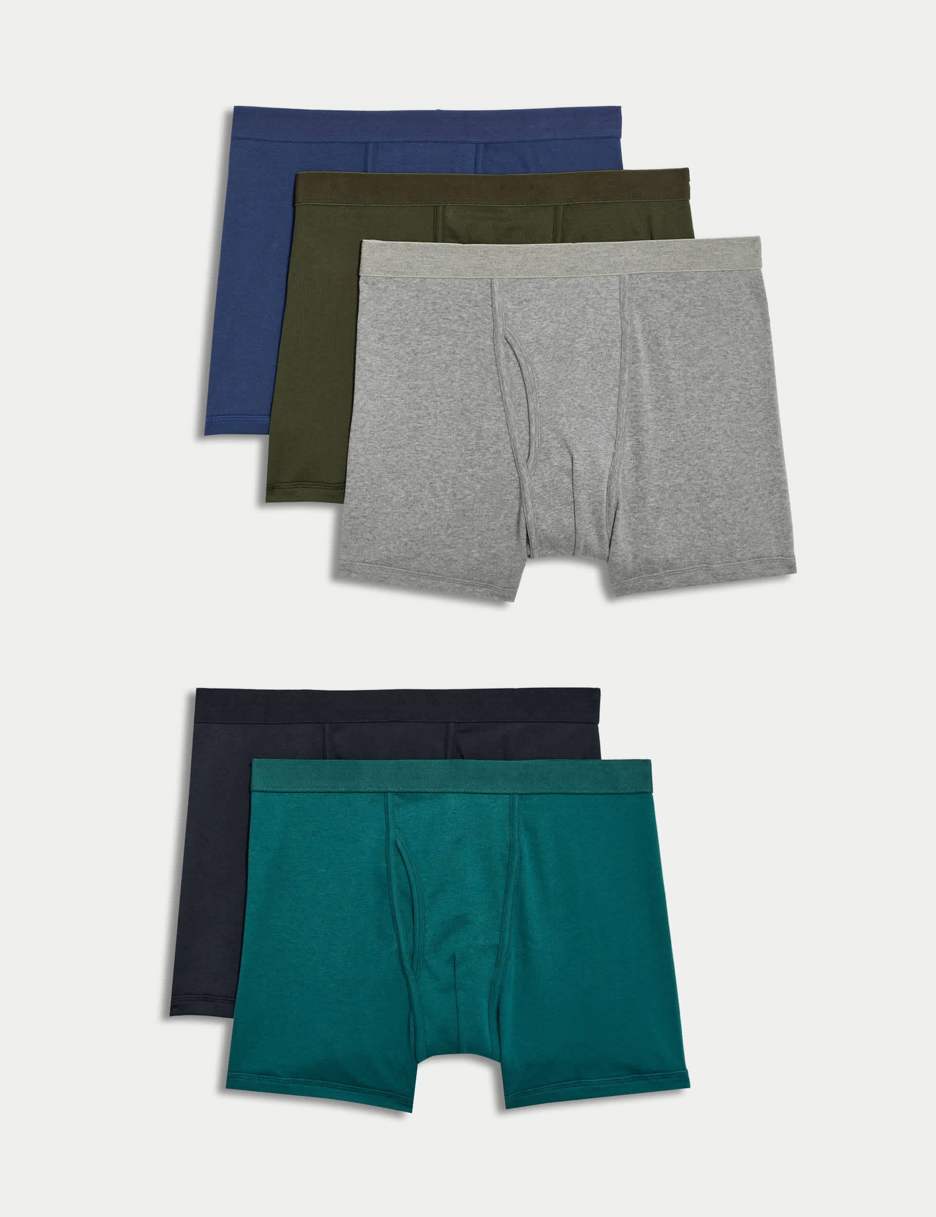 M&S Men's 5pk Pure Cotton Cool & Fresh Trunks - M - Multi, Multi