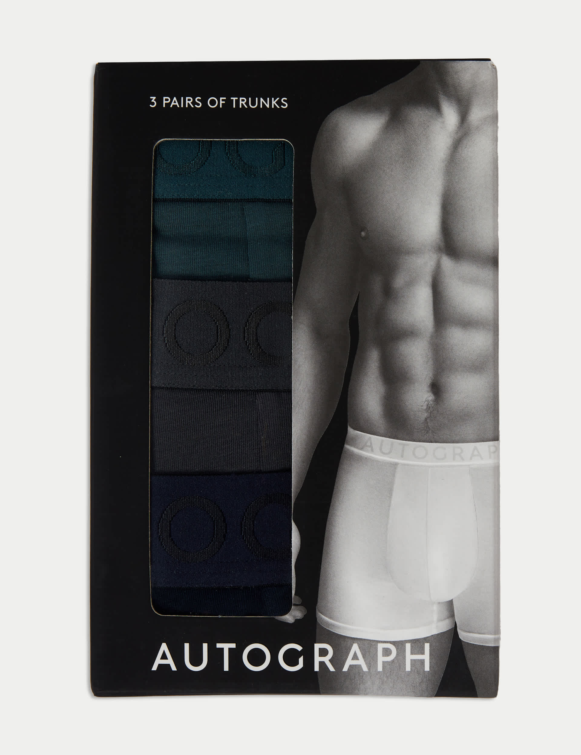 Autograph Men's 3pk Supima® Cotton Modal Supersoft Trunk Box - Navy Mix, Navy Mix,Mole,Burgundy Mix