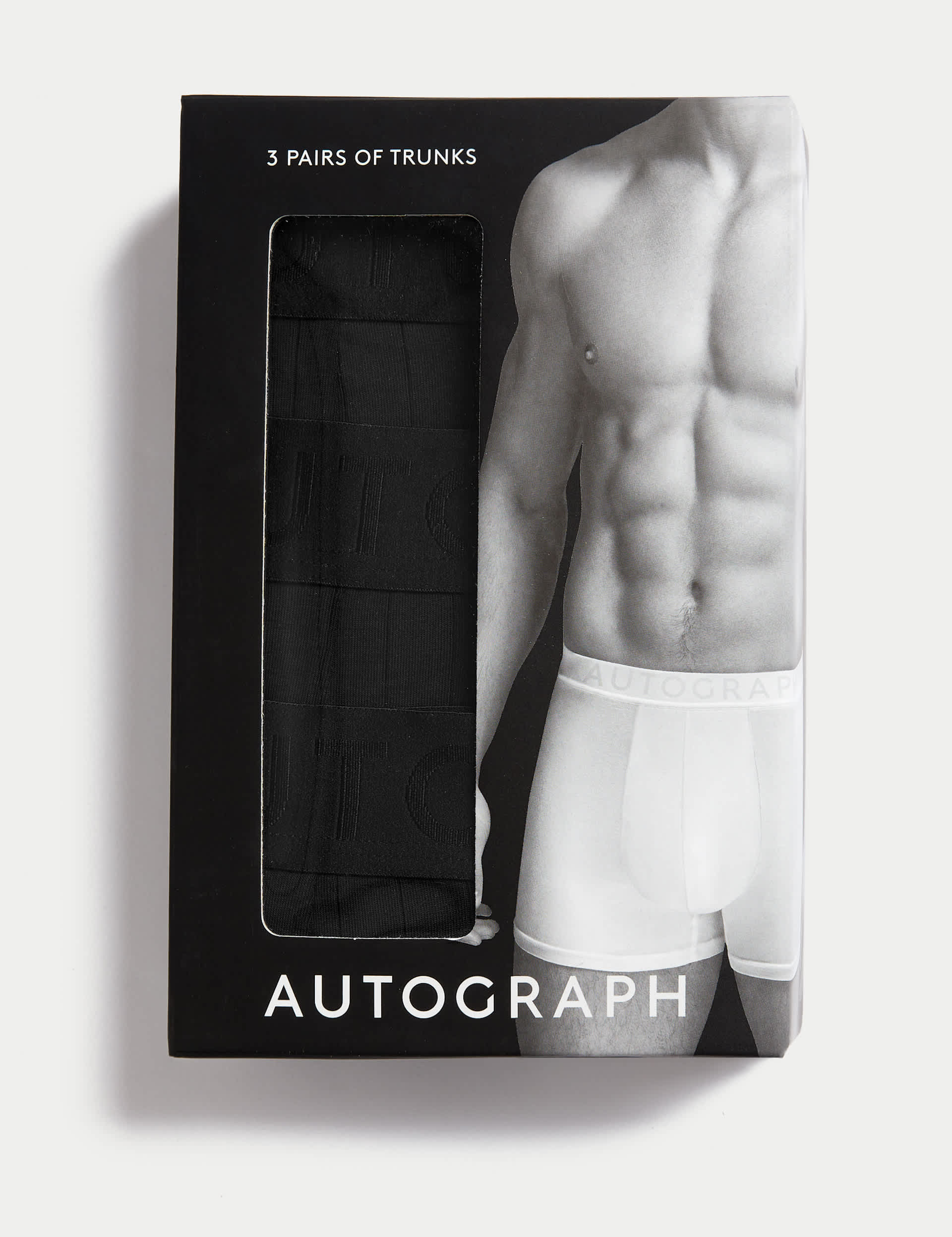 Autograph Men's 3pk Supima® Cotton Drop Needle Trunks Box - Black, White,Black,Grey Marl,Black Mix