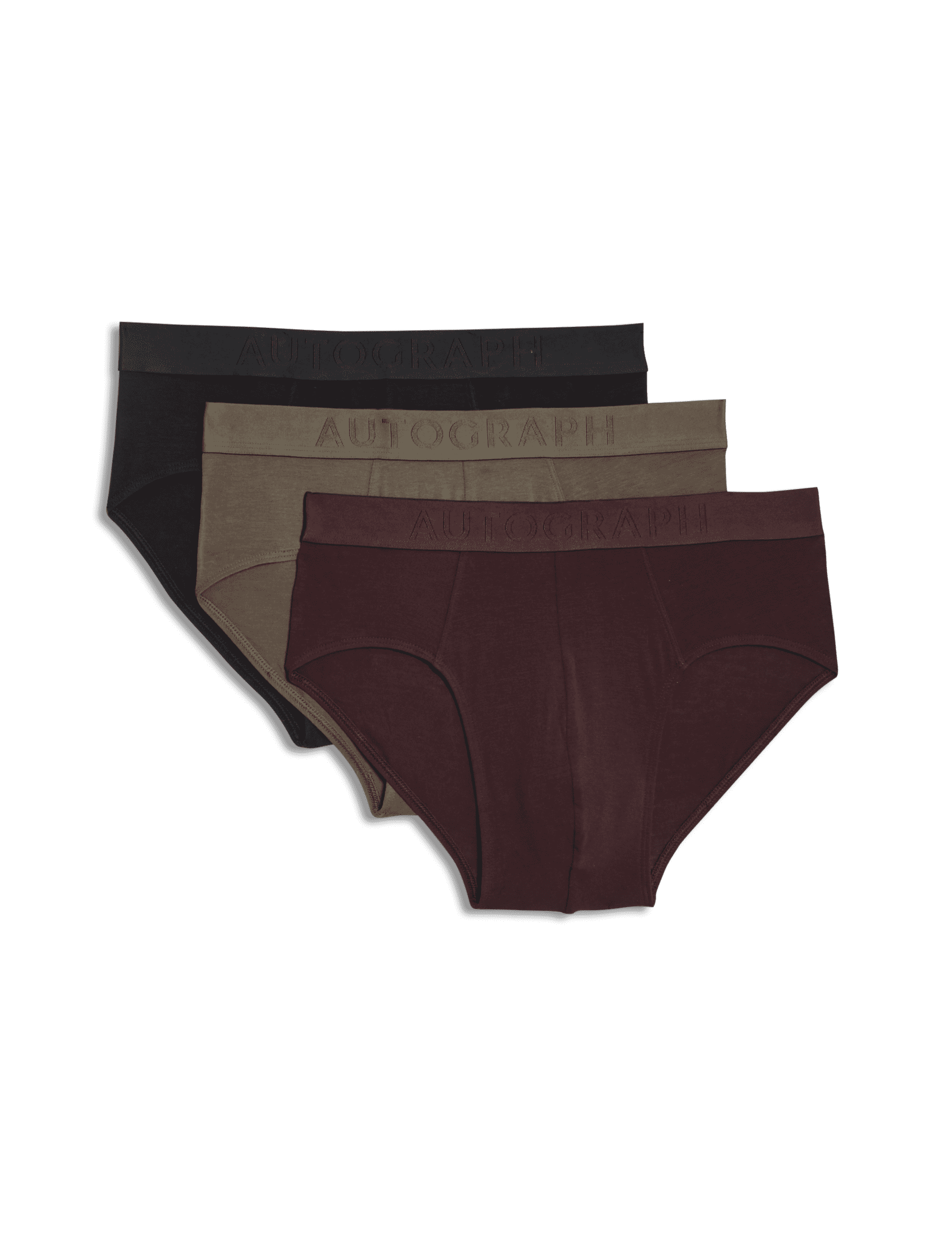 Autograph Men's 3pk Supima Cotton Modal Supersoft Briefs - Burgundy Mix, Navy Mix,Burgundy Mix