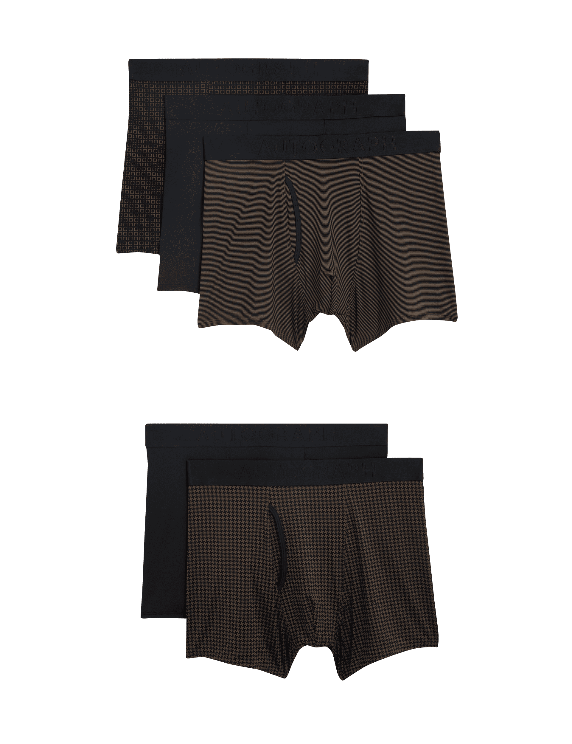 Autograph Men's 5pk Microskin Monochrome Geometric Trunks - Black Mix, Black Mix