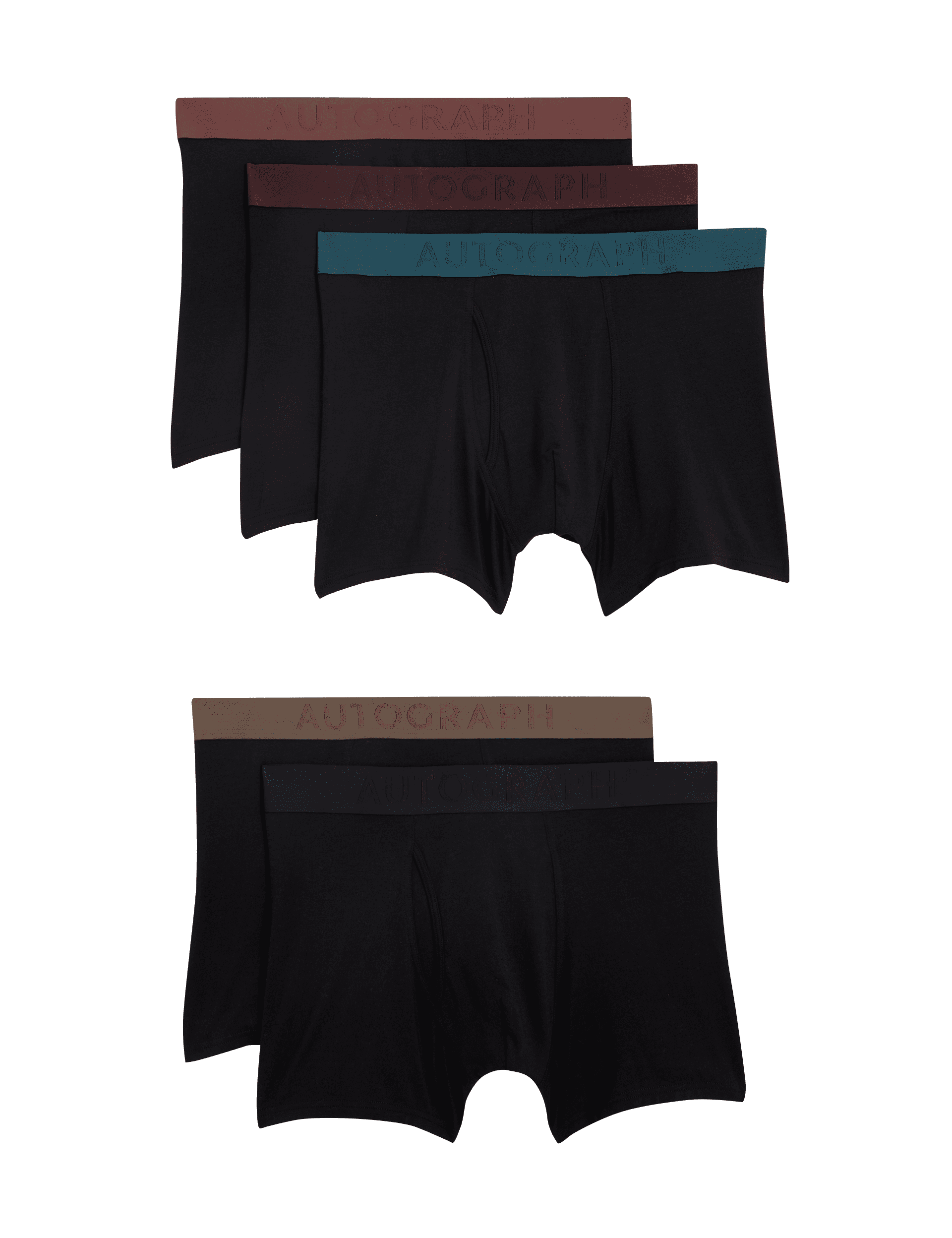 Autograph Men's 5pk Supima Cotton Modal Supersoft Trunks - Black Mix, Black Mix