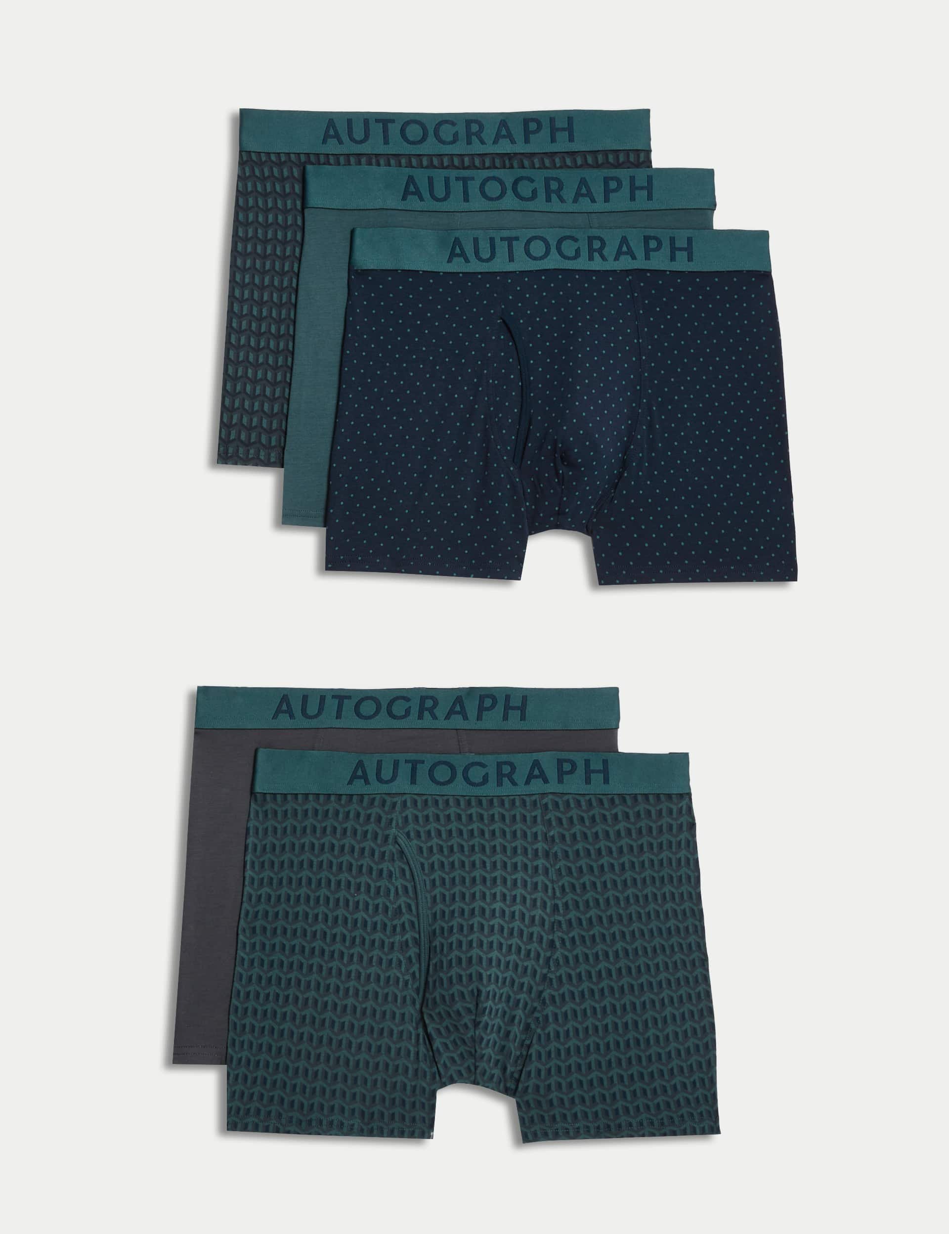 Autograph Men's Supima Cotton Blend Geometric Trunks - Teal Mix, Teal Mix