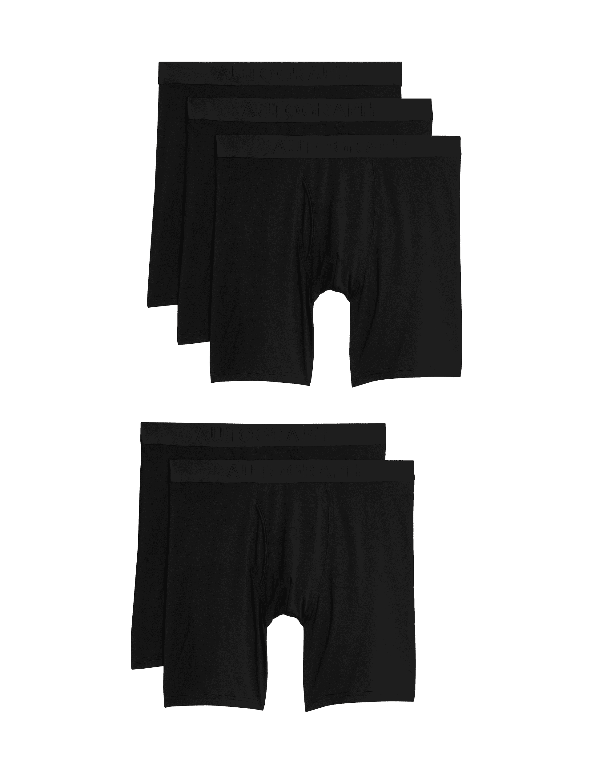 Autograph Men's 5pk Supima Cotton Modal Longer Length Trunks - Black, Black