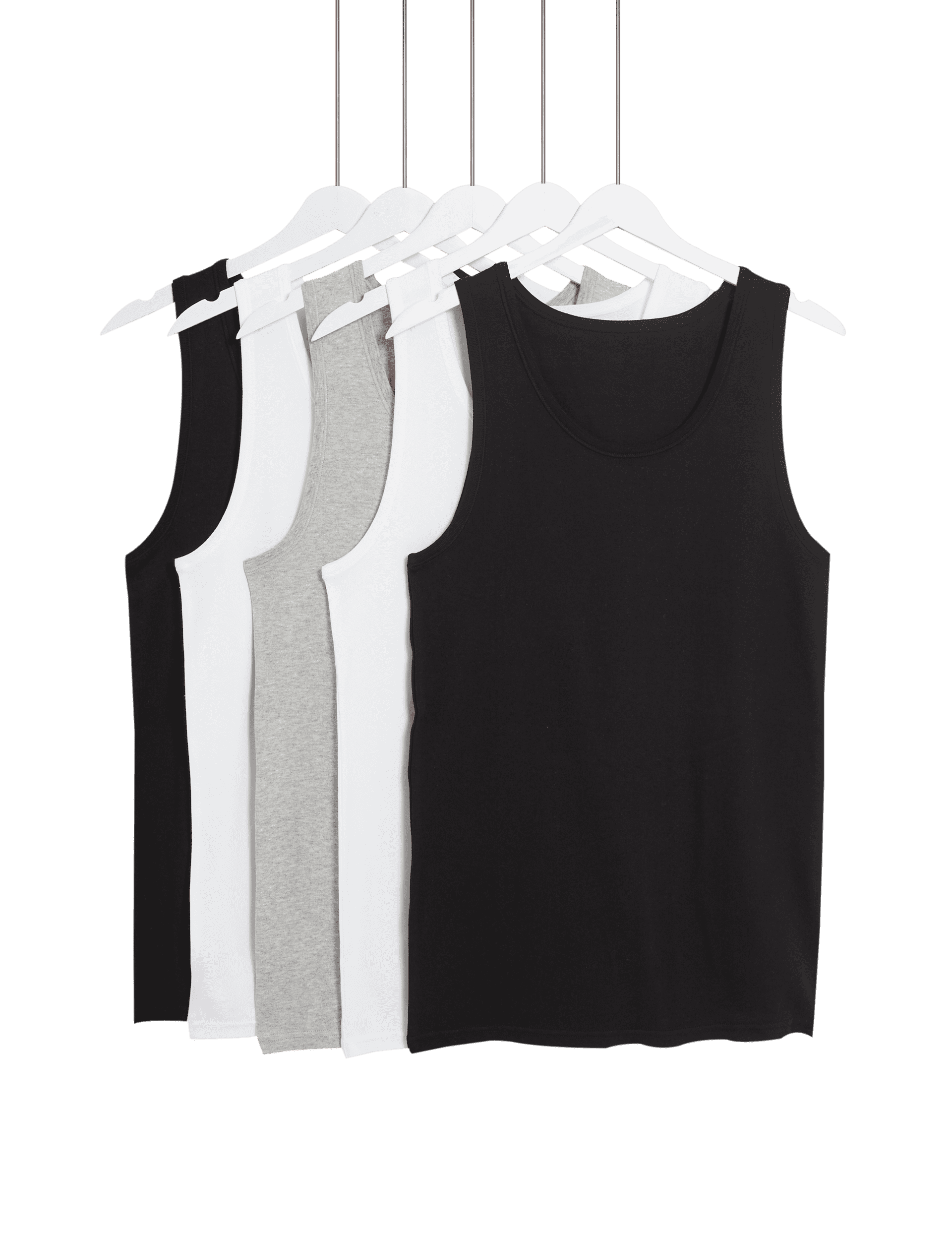 Classic Men's 5pk Pure Cotton Sleeveless Vests - Black/Grey, Black/Grey