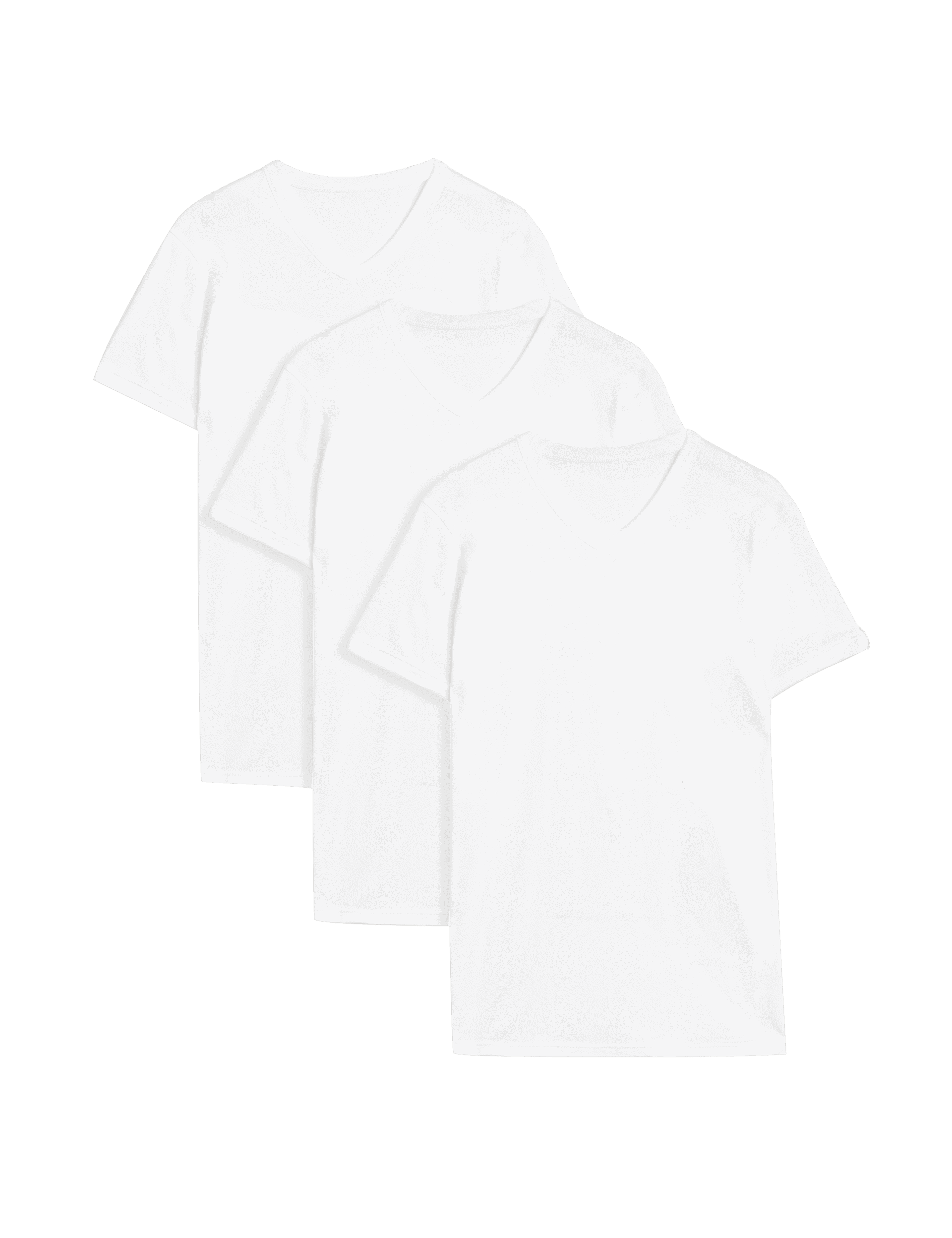 M&S Collection Men's 3pk Pure Cotton V-Neck T-Shirt Vests - M - White, White