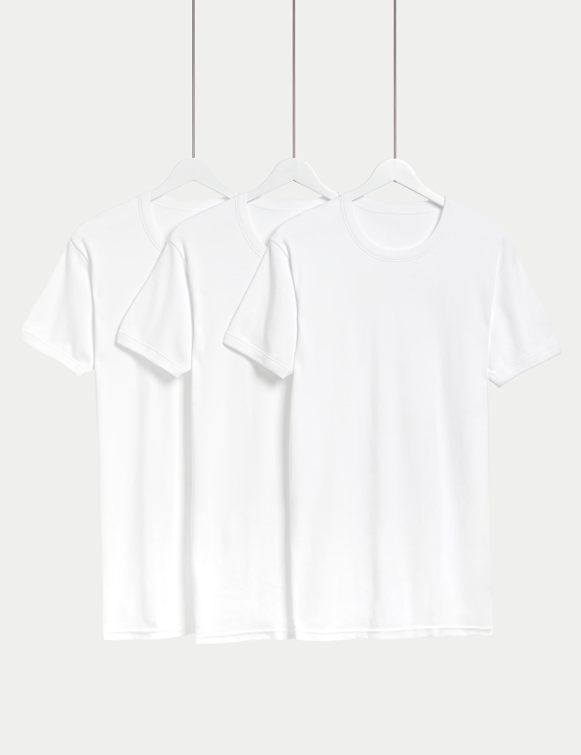 M&S Men's 3pk Pure Cotton T-Shirt Vests