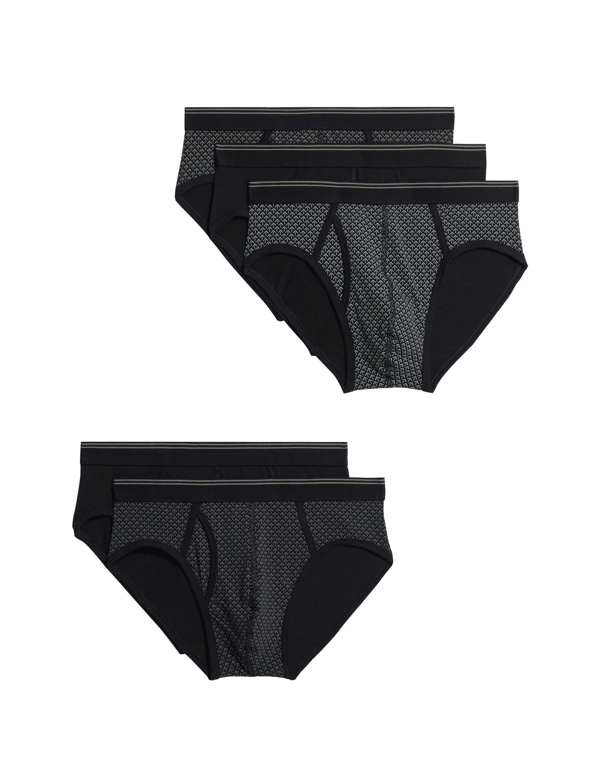 M&S Collection Men's 5pk Cotton Rich Cool & Fresh Briefs - Black Mix, Black Mix