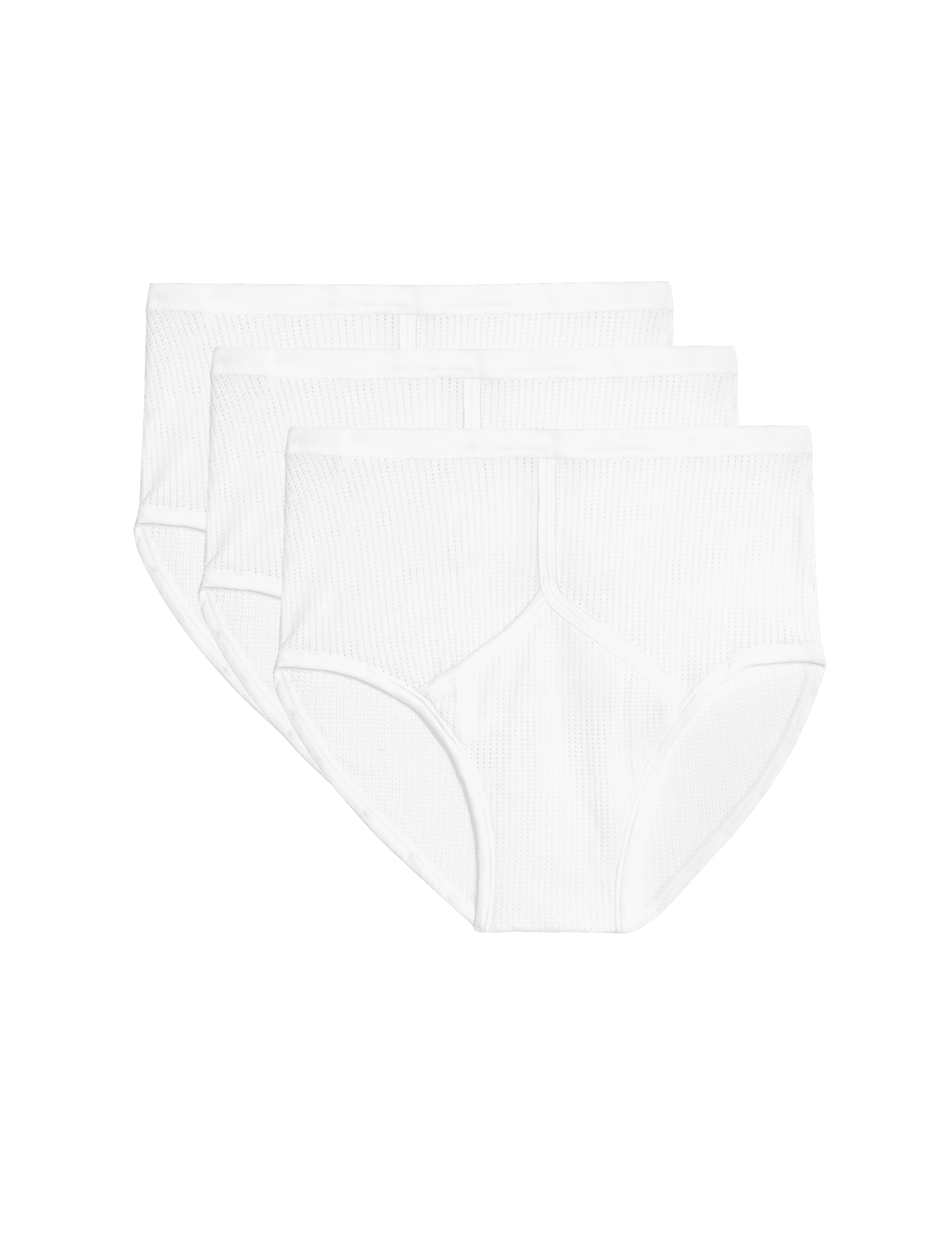 M&S Collection Men's 3pk Pure Cotton StayNew High Waist Mesh Briefs - L - White, White