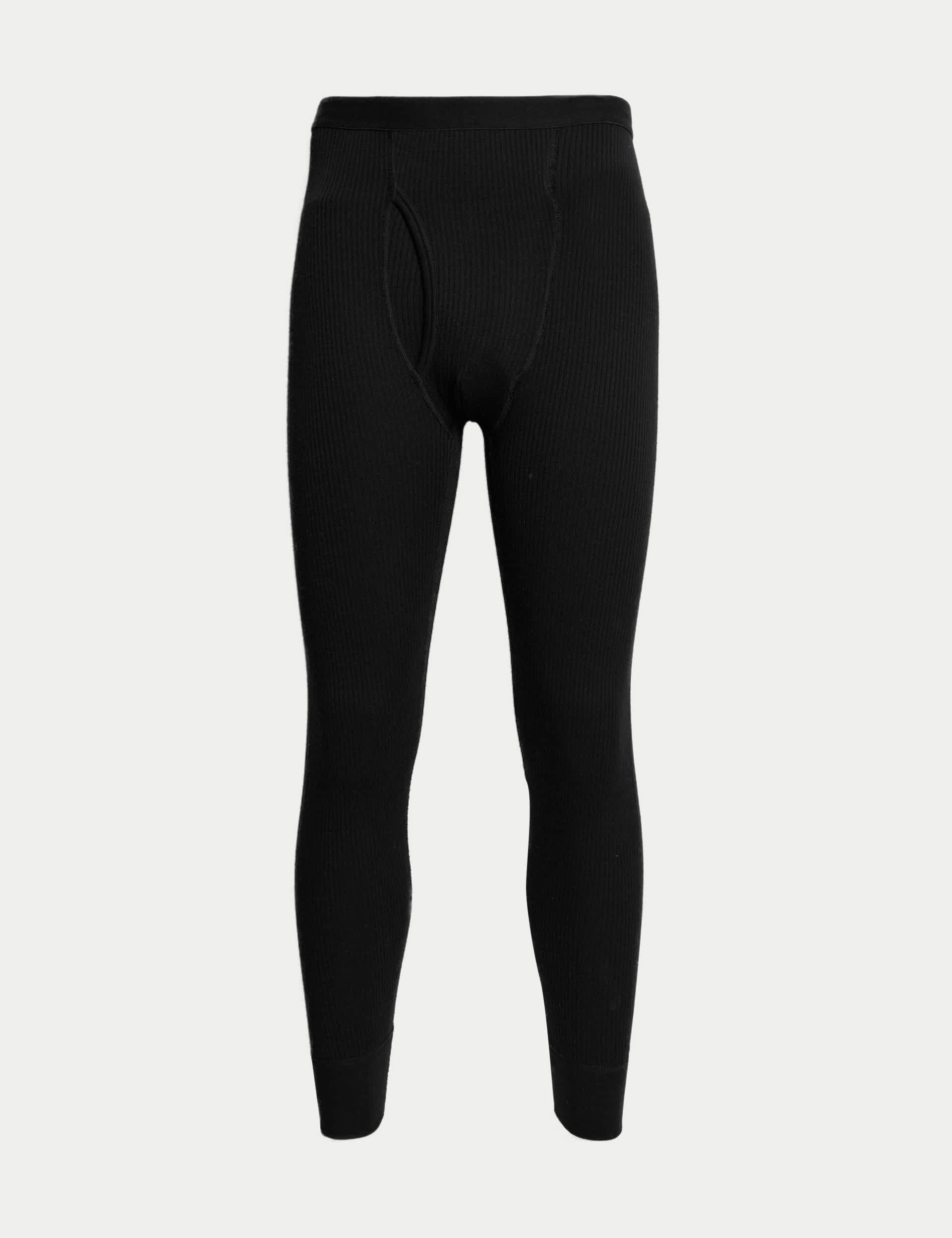 M&S Men's Heatgen Maximum Thermal Long Johns - Black, Ivory,Black,Grey Marl