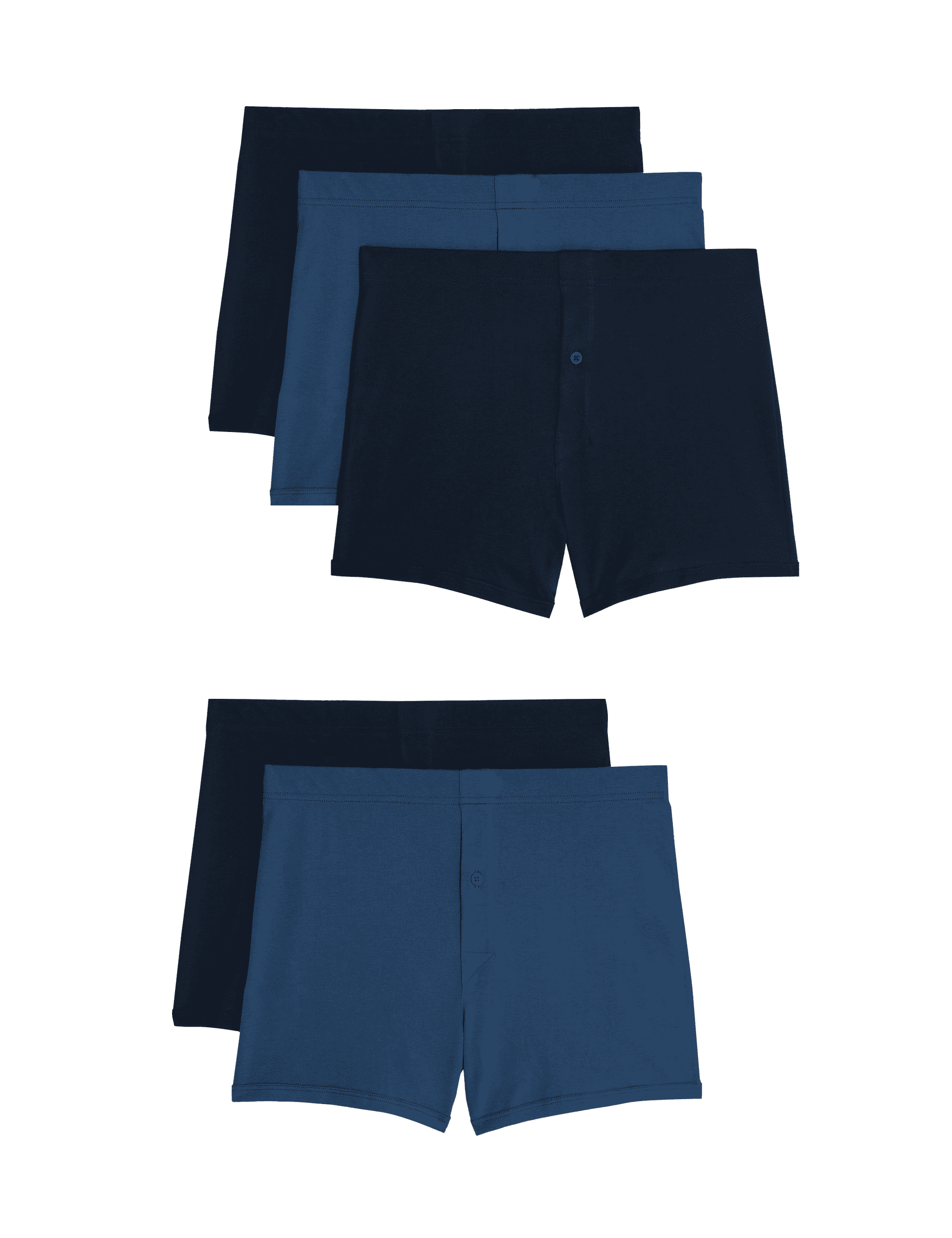 M&S Collection Men's 5pk Essential Cotton Trunks - M - Blue Mix, White,Blue Mix,Black