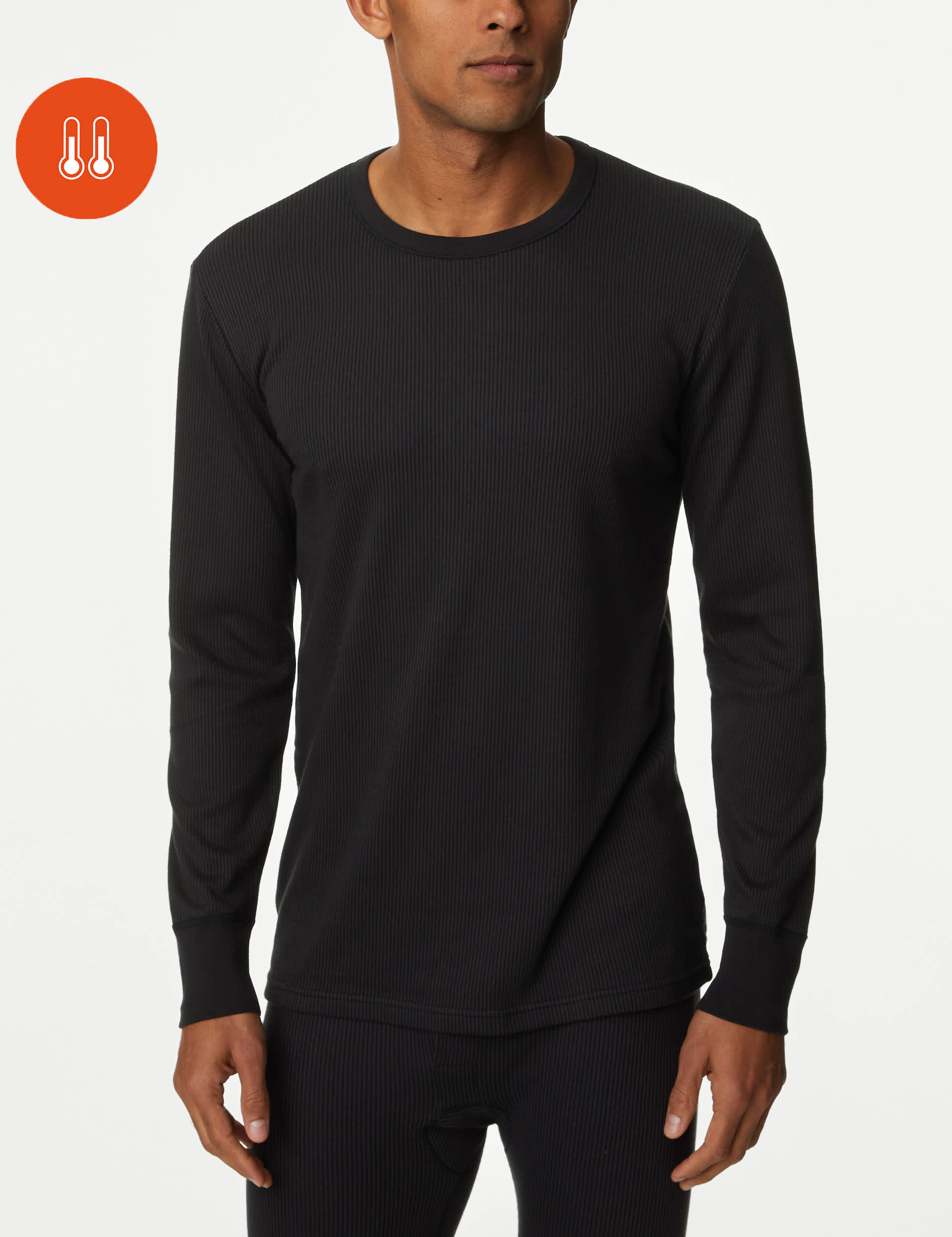 M&S Men's Heatgen Medium Thermal Long Sleeve Top - Black, Black,Grey,White,Evergreen