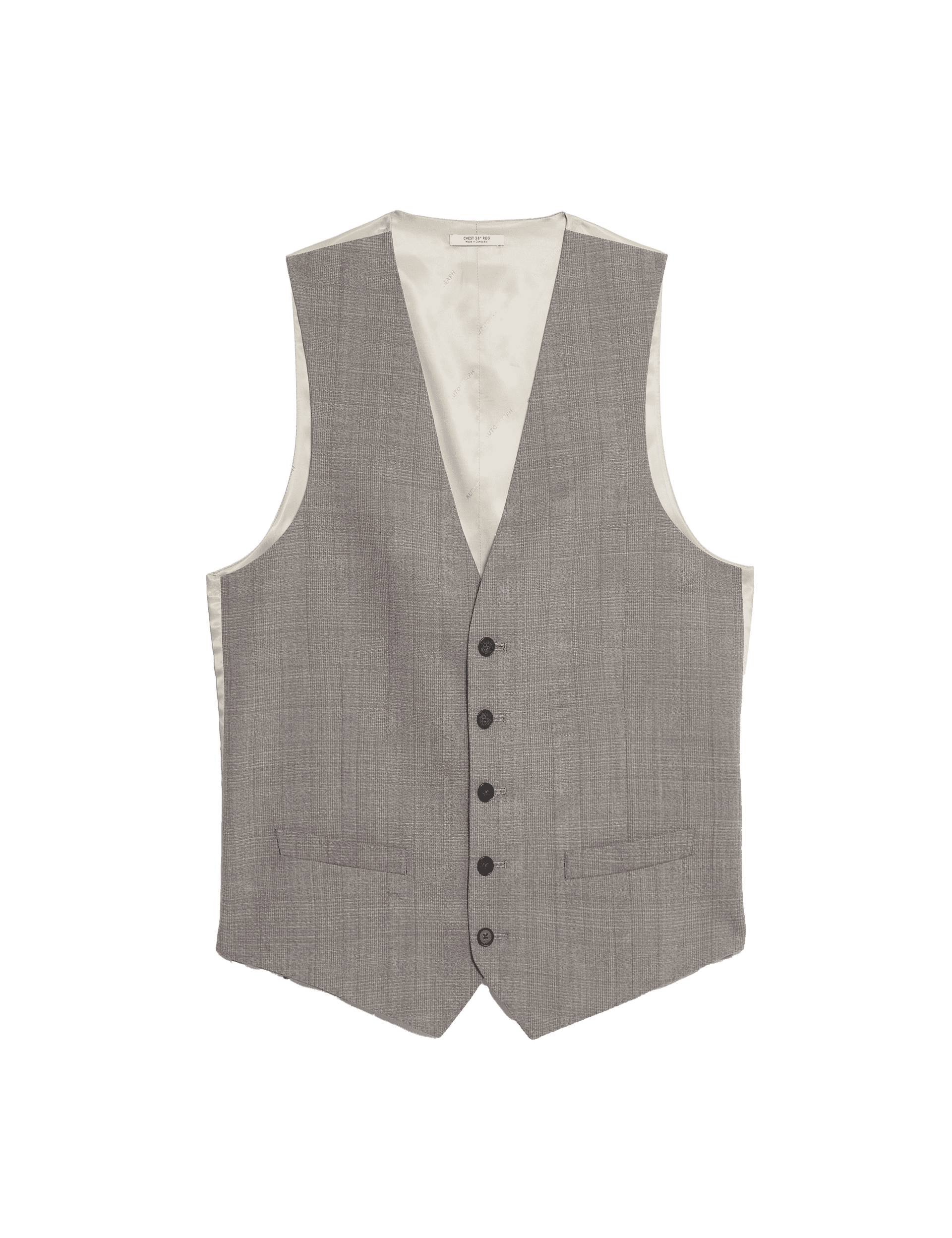 Autograph Men's Pure Wool Check Waistcoat - 48REG - Grey Mix, Grey Mix