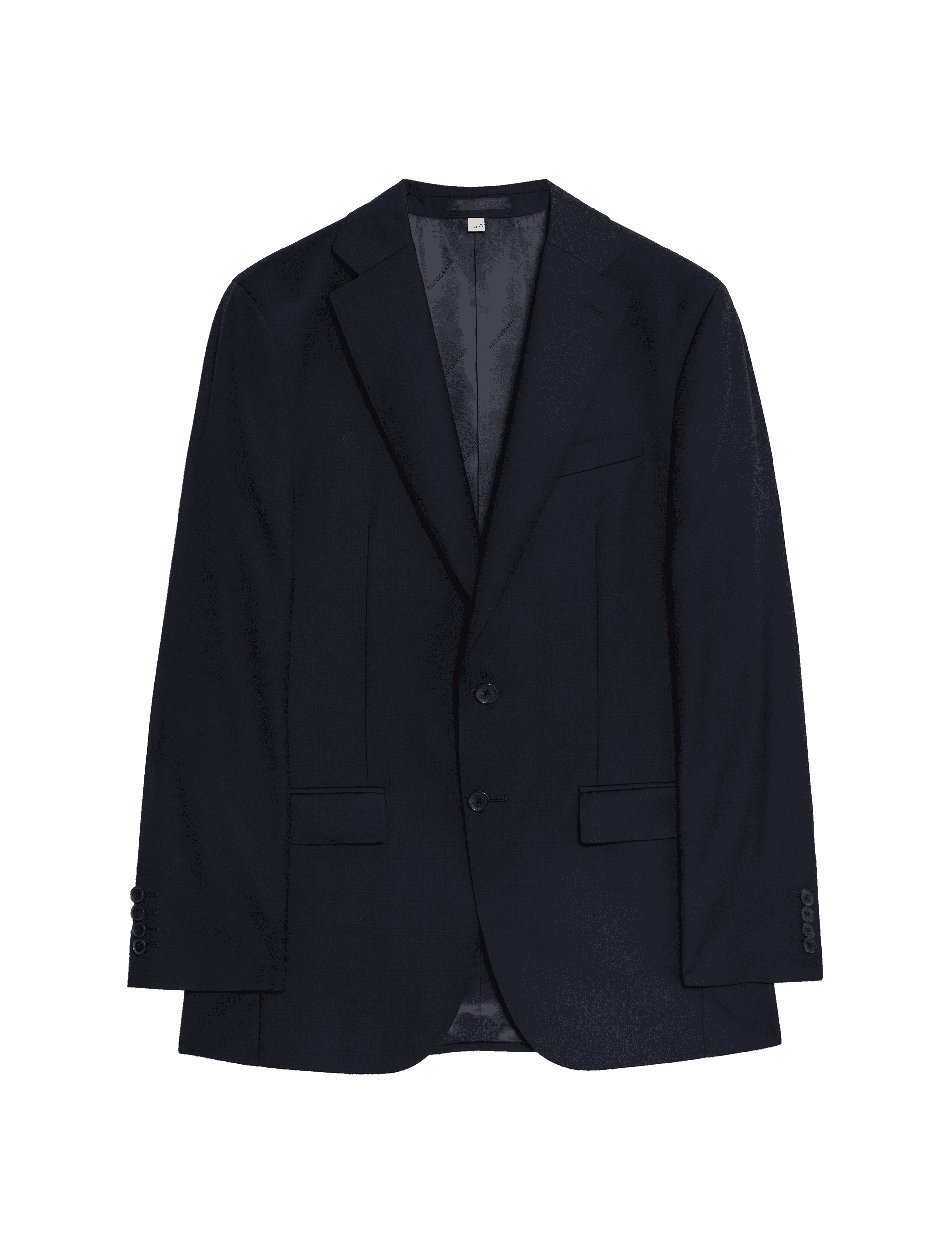 Autograph Men's Tailored Fit Pure Wool Check Suit Jacket - 42REG - Dark Navy, Dark Navy