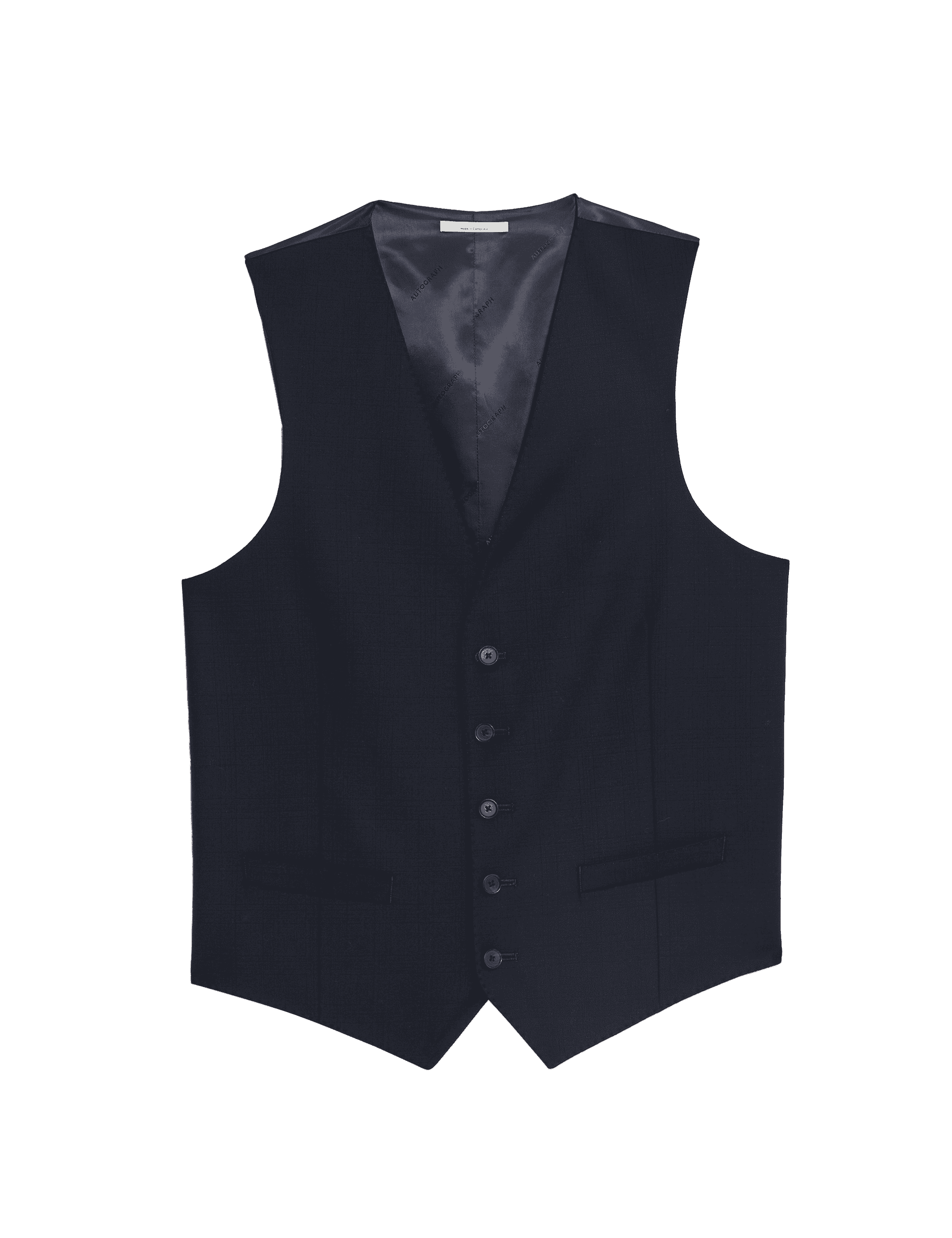 Autograph Men's Pure Wool Check Waistcoat - 36REG - Dark Navy, Dark Navy