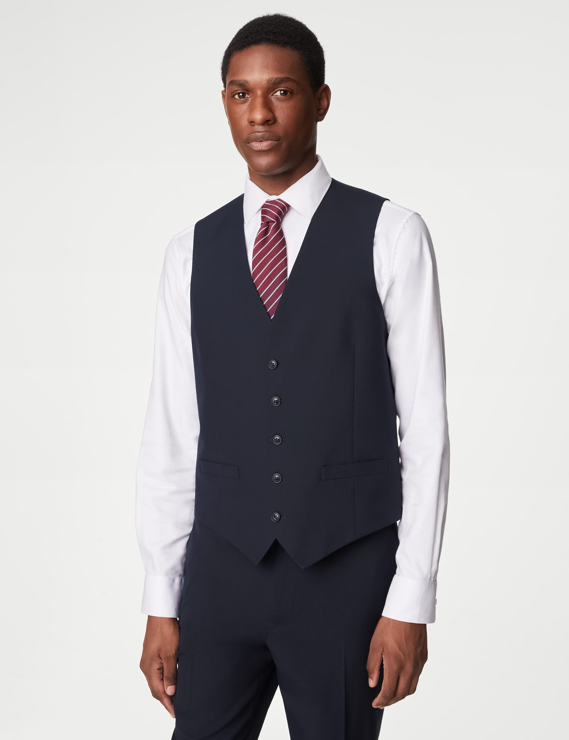 M&S Men's Tailored Fit Waistcoat - 40REG - Navy, Navy,Black