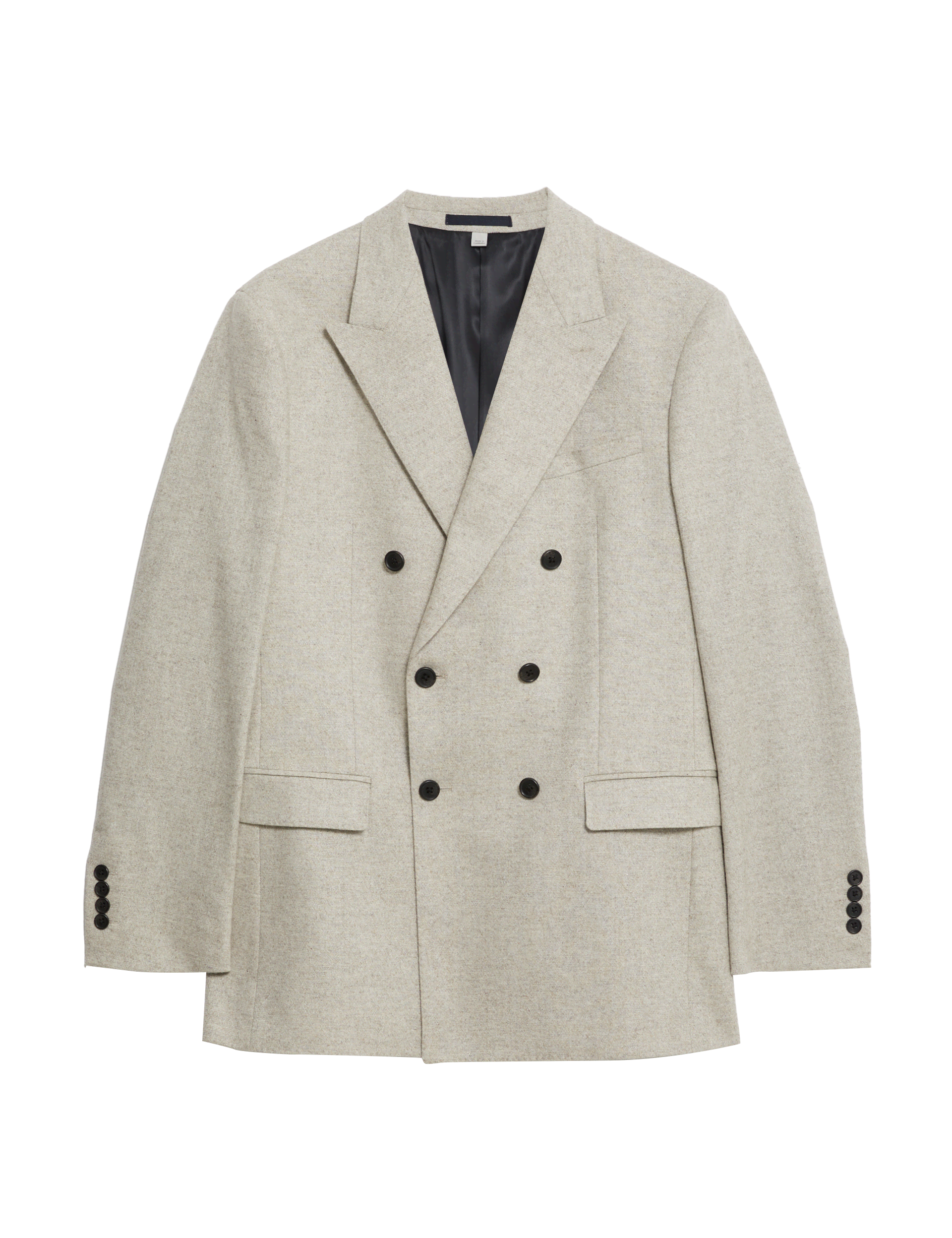 M&S Collection Men's Tailored Fit Wool Rich Double Breasted Suit Jacket - 42REG - Neutral, Neutral