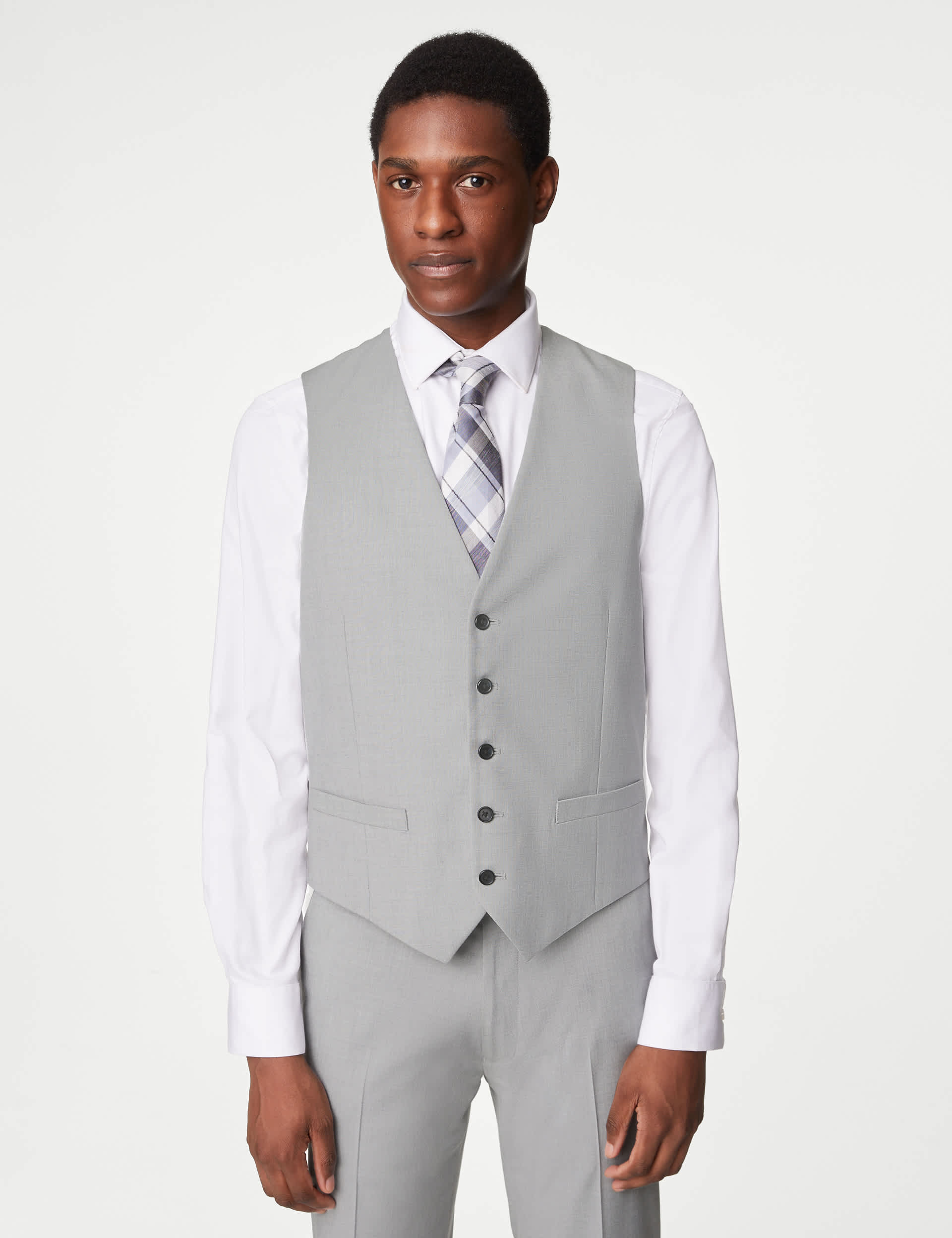 M&S Men's Waistcoat - 40REG - Light Grey, Black,Charcoal,Navy,Sky Blue,Light Grey