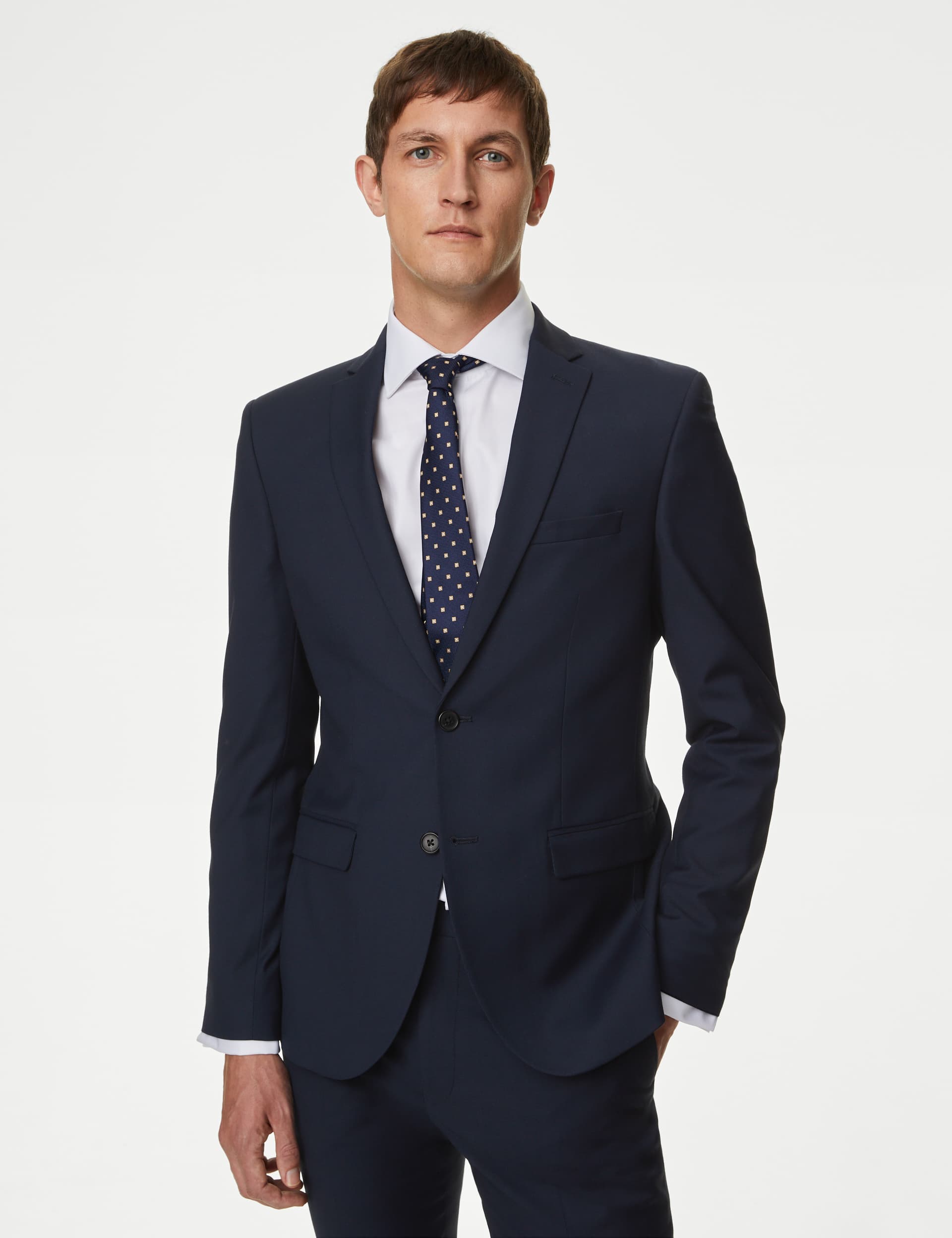 M&S Men's Skinny Fit Stretch Suit Jacket - 36REG - Navy, Charcoal,Navy,Black,Dark Indigo