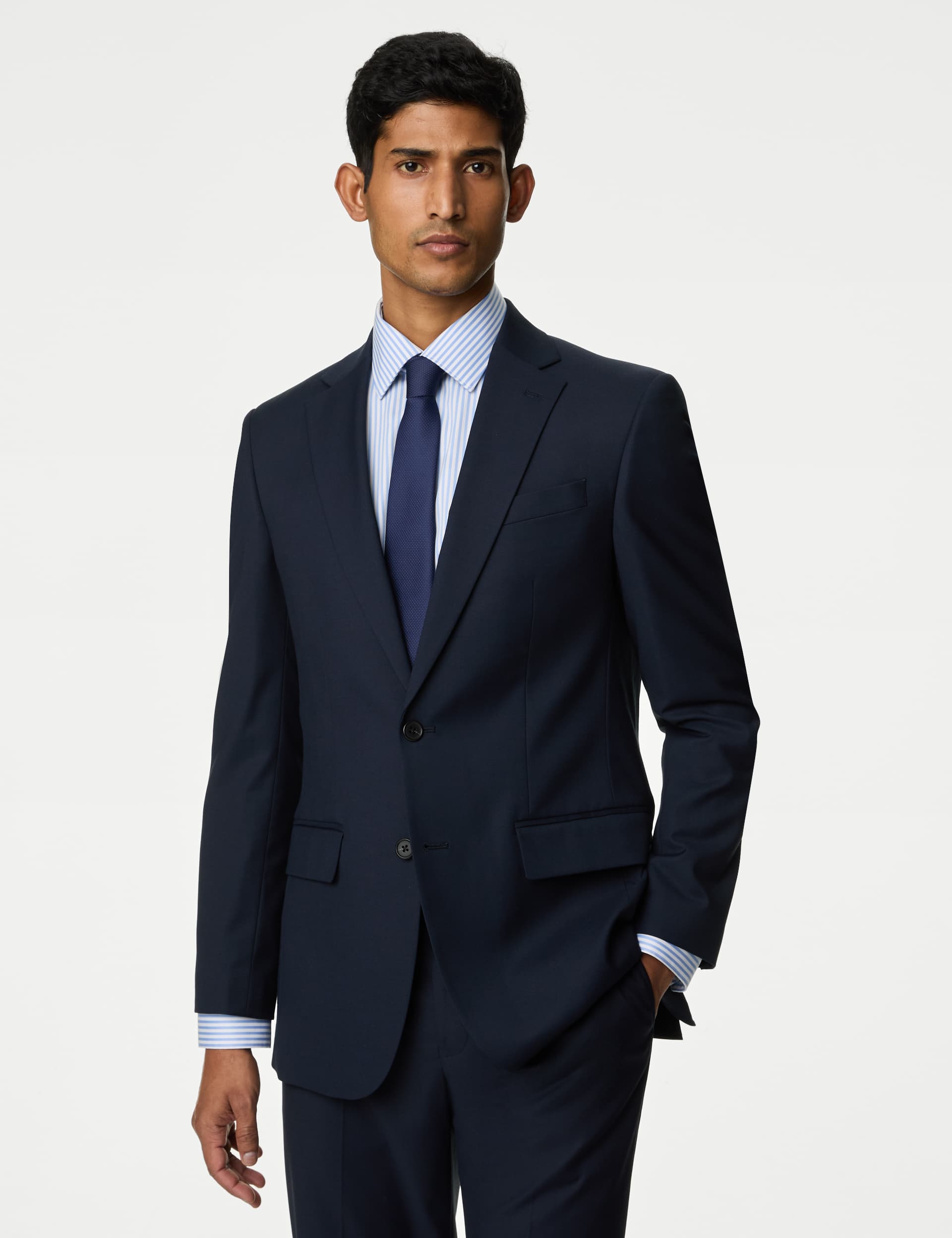 M&S Men's Regular Fit Stretch Suit Jacket - 42REG - Navy, Black,Navy,Charcoal,Dark Indigo,Sky Blue