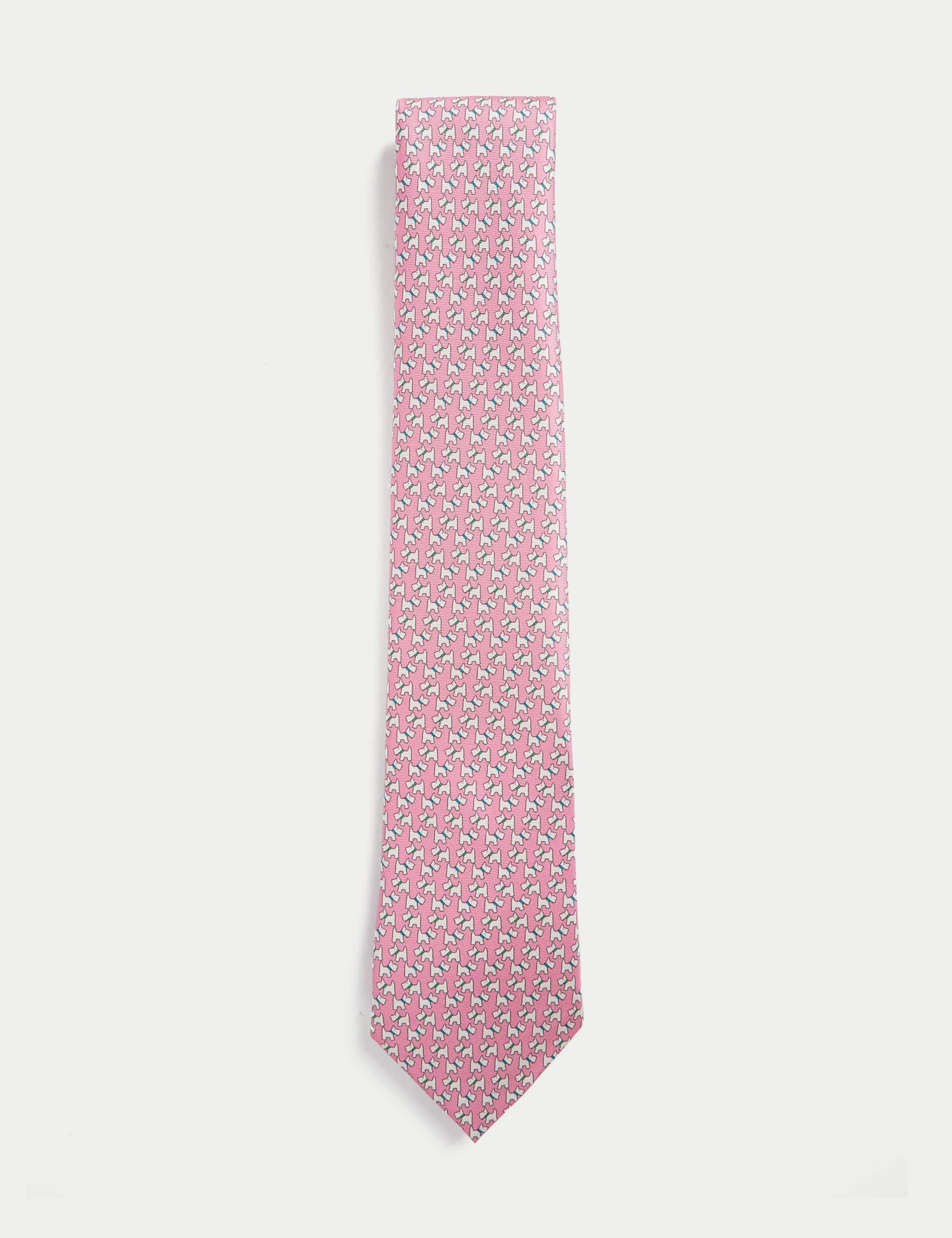 M&S Men's Dog Print Pure Silk Tie