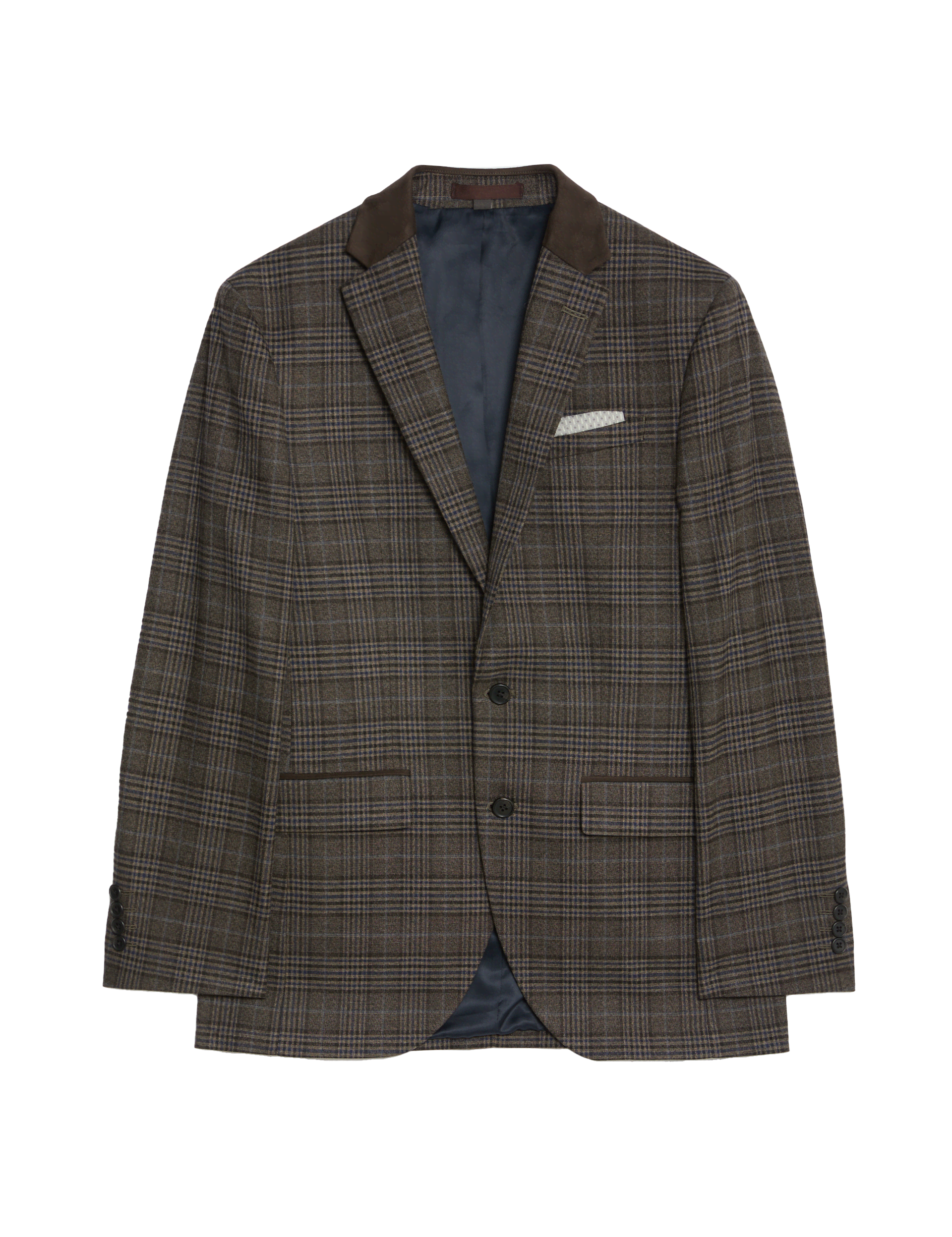 M&S Collection Men's Slim Fit Prince of Wales Check Suit Jacket - 38REG - Brown Mix, Brown Mix