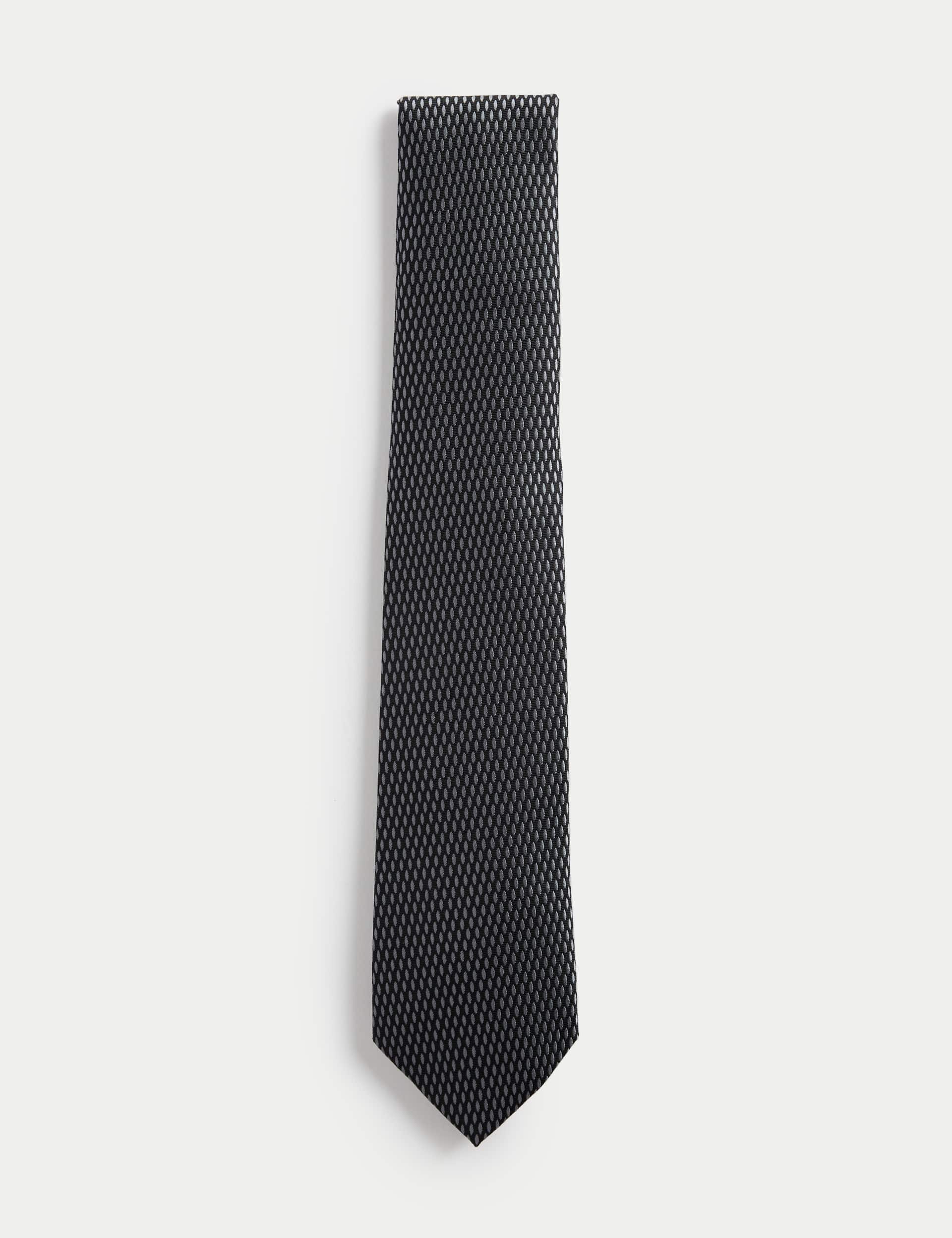 M&S Men's Geometric Pure Silk Tie
