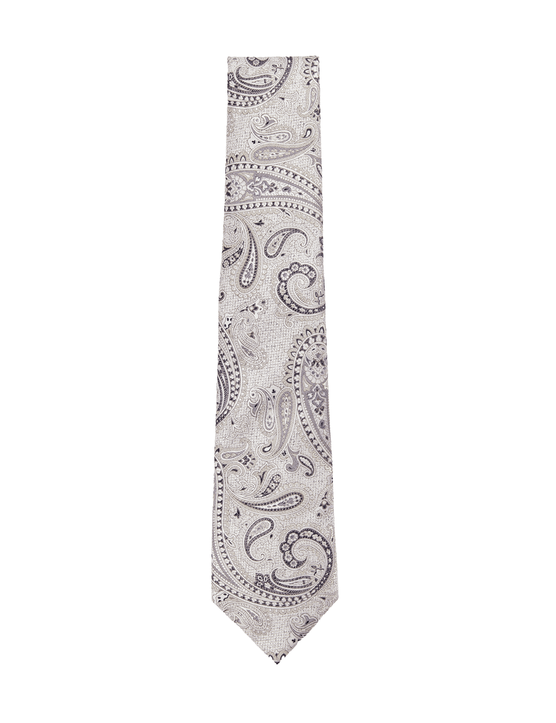 M&S Collection Men's Paisley Pure Silk Tie - Ecru, Ecru