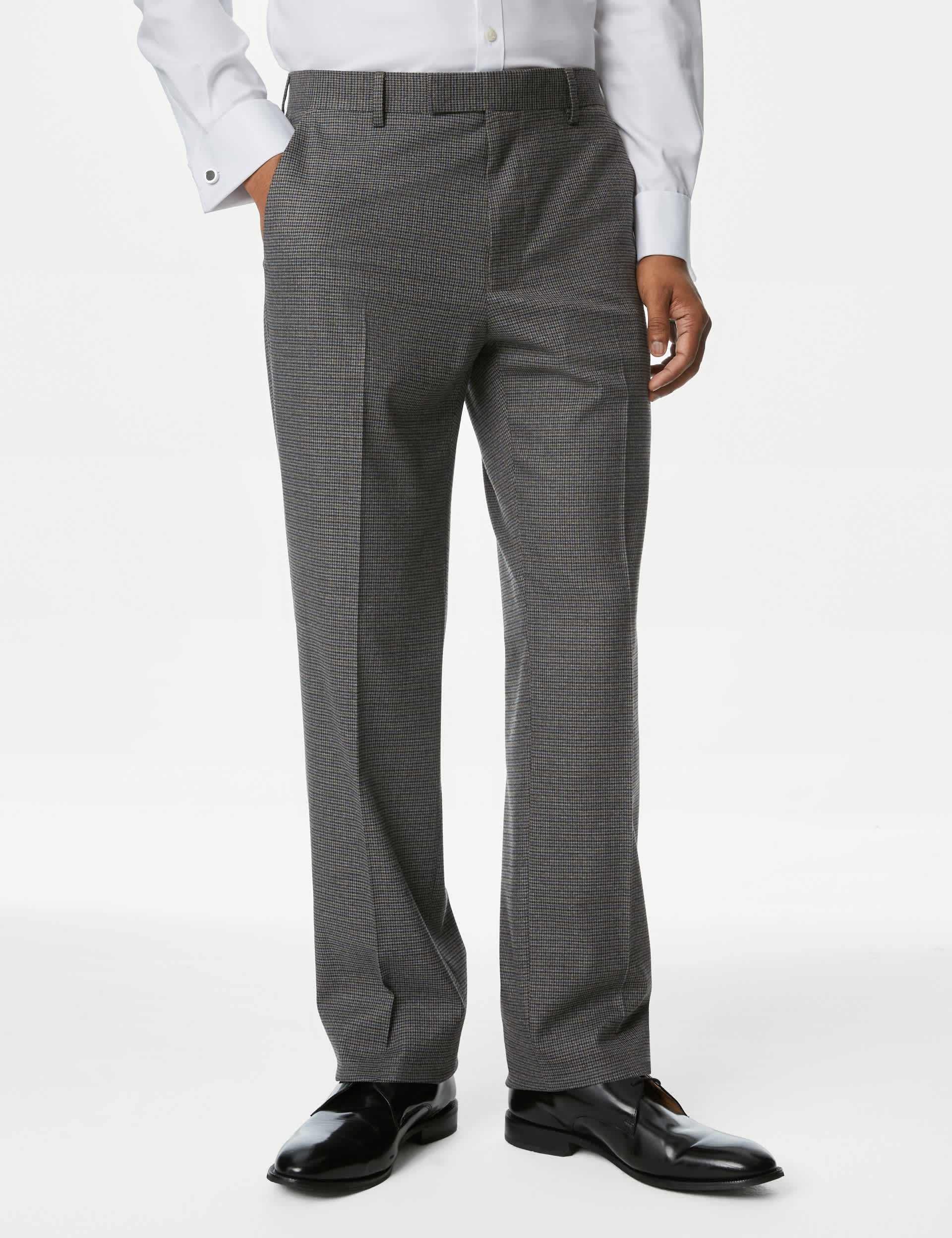 M&S Men's Regular Fit Puppytooth Suit Trousers
