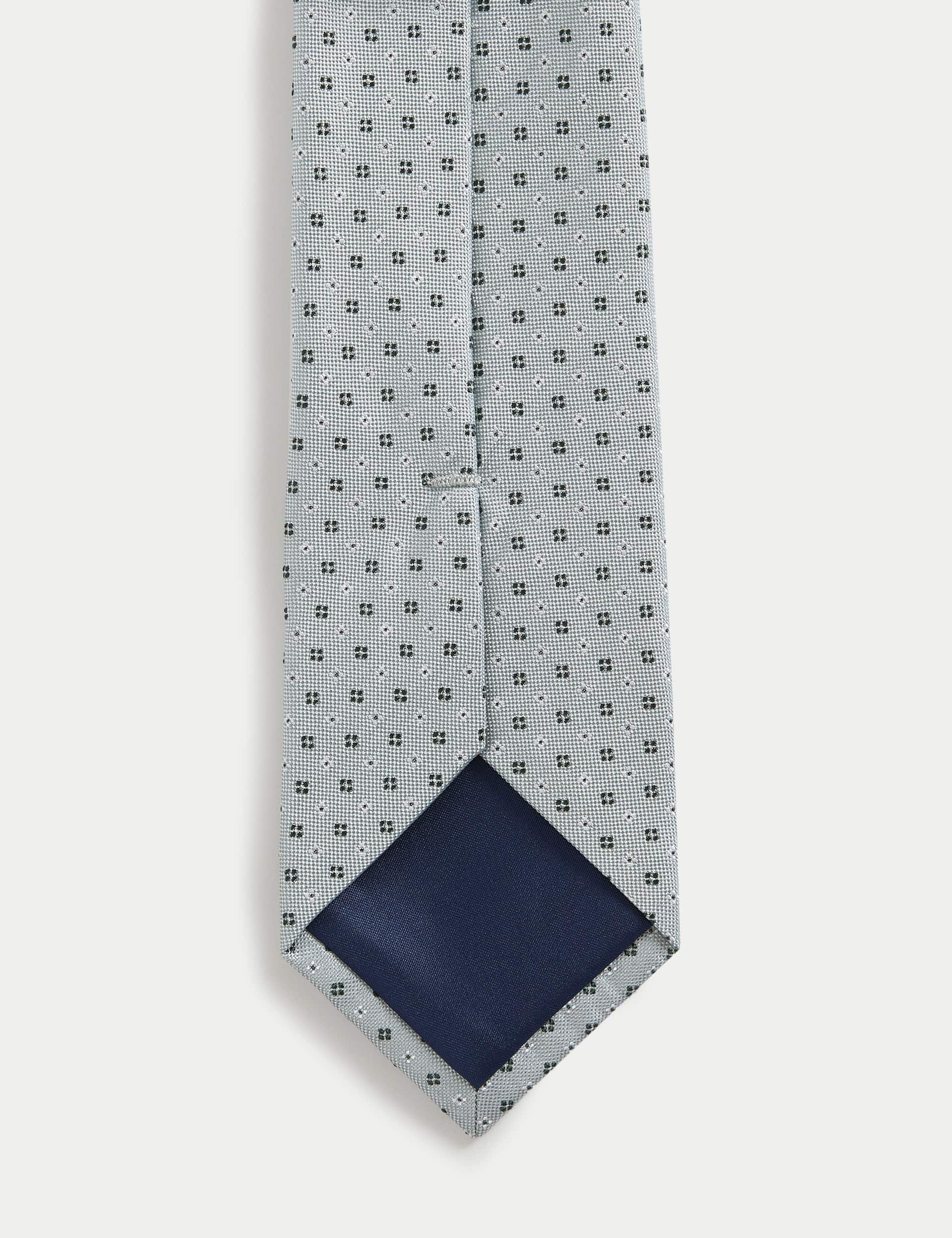 M&S Collection Men's Pure Silk Geometric Tie - Sage, Sage