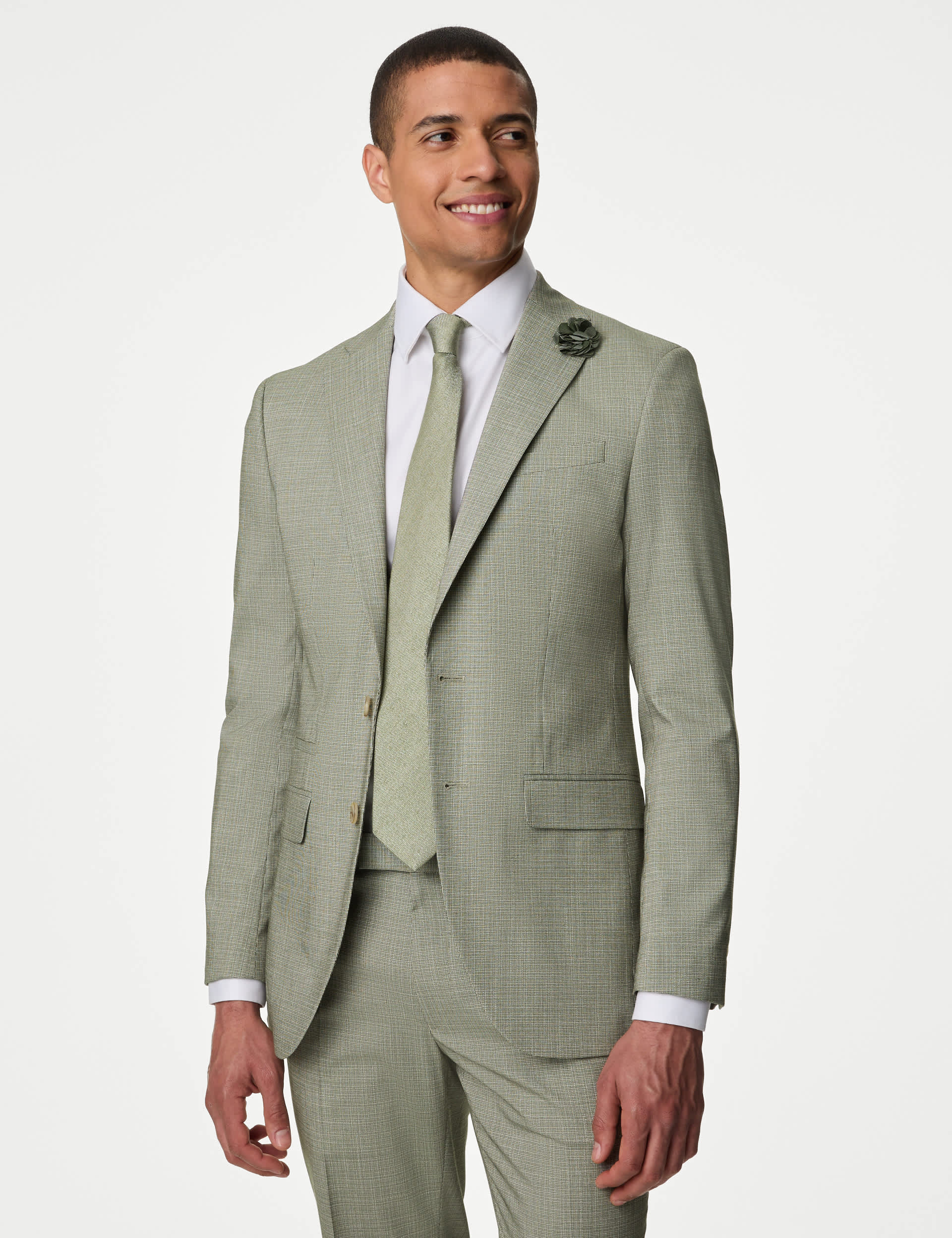 M&S Men's Slim Fit Stretch Suit Jacket - 40REG - Sage Green, Blue,Pink,Sage Green