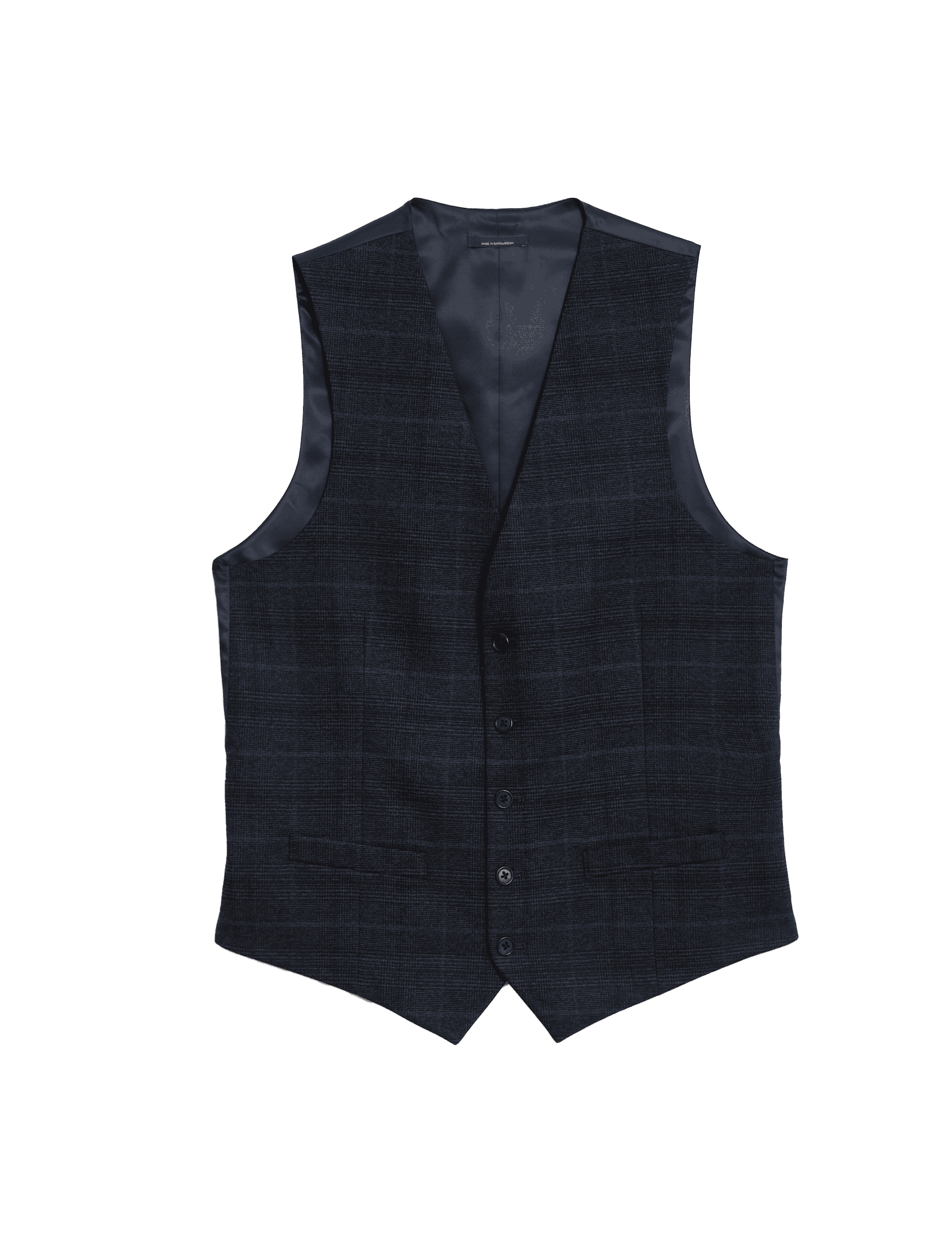 M&S Collection Men's Check Waistcoat - 34REG - Navy Mix, Navy Mix