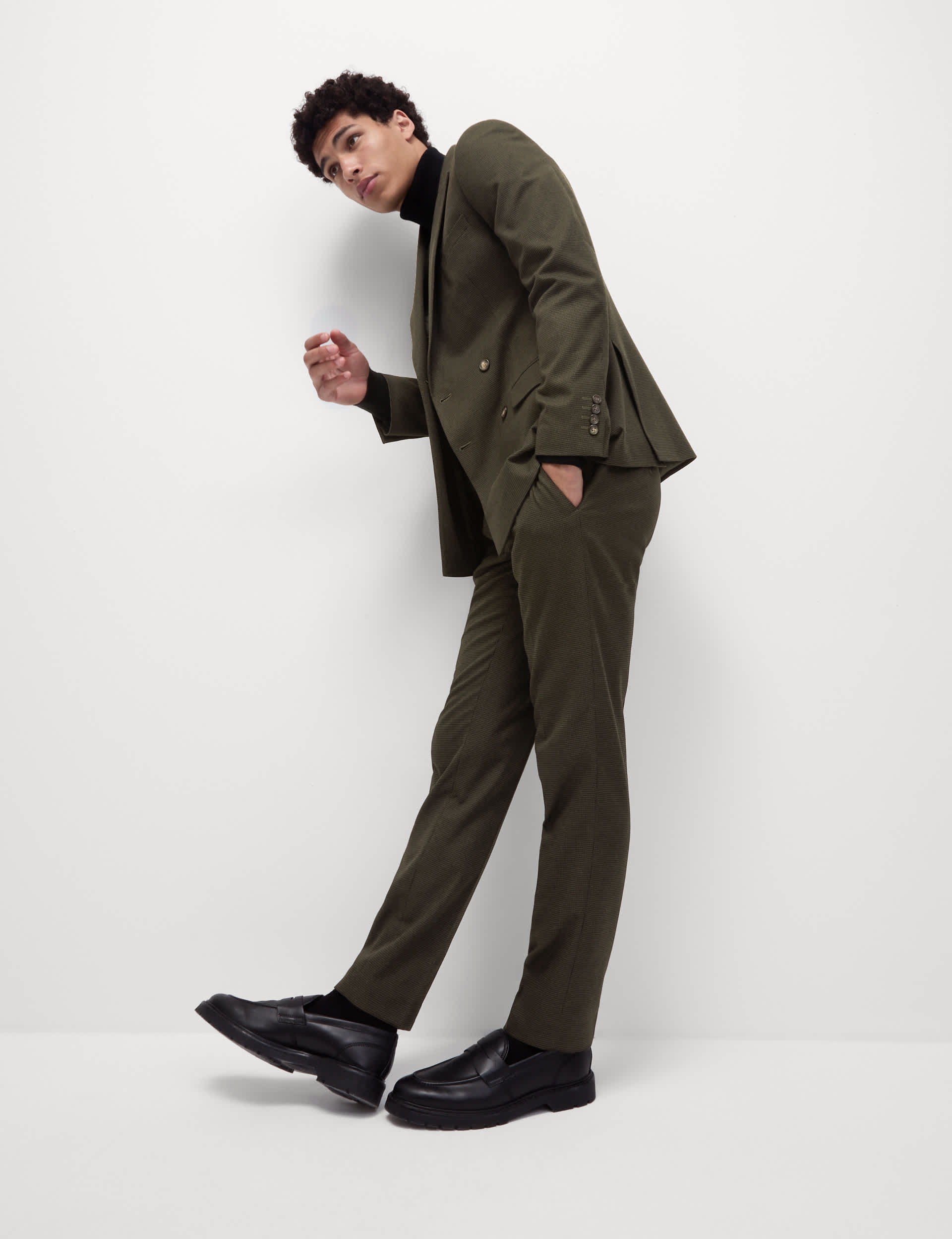 M&S Men's Slim Fit Puppytooth Stretch Suit Trousers