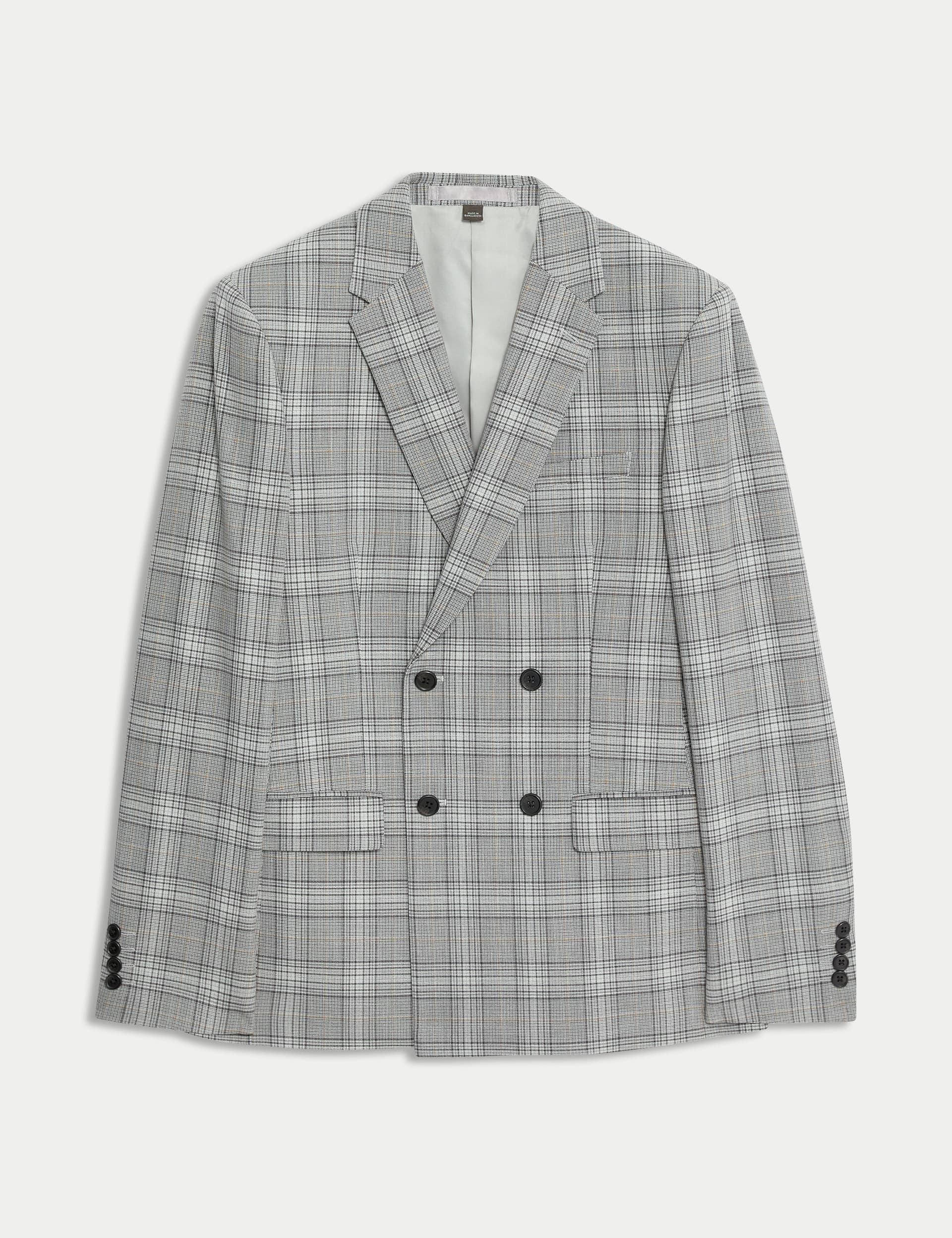 M&S Men's Skinny Fit Check Stretch Suit Jacket