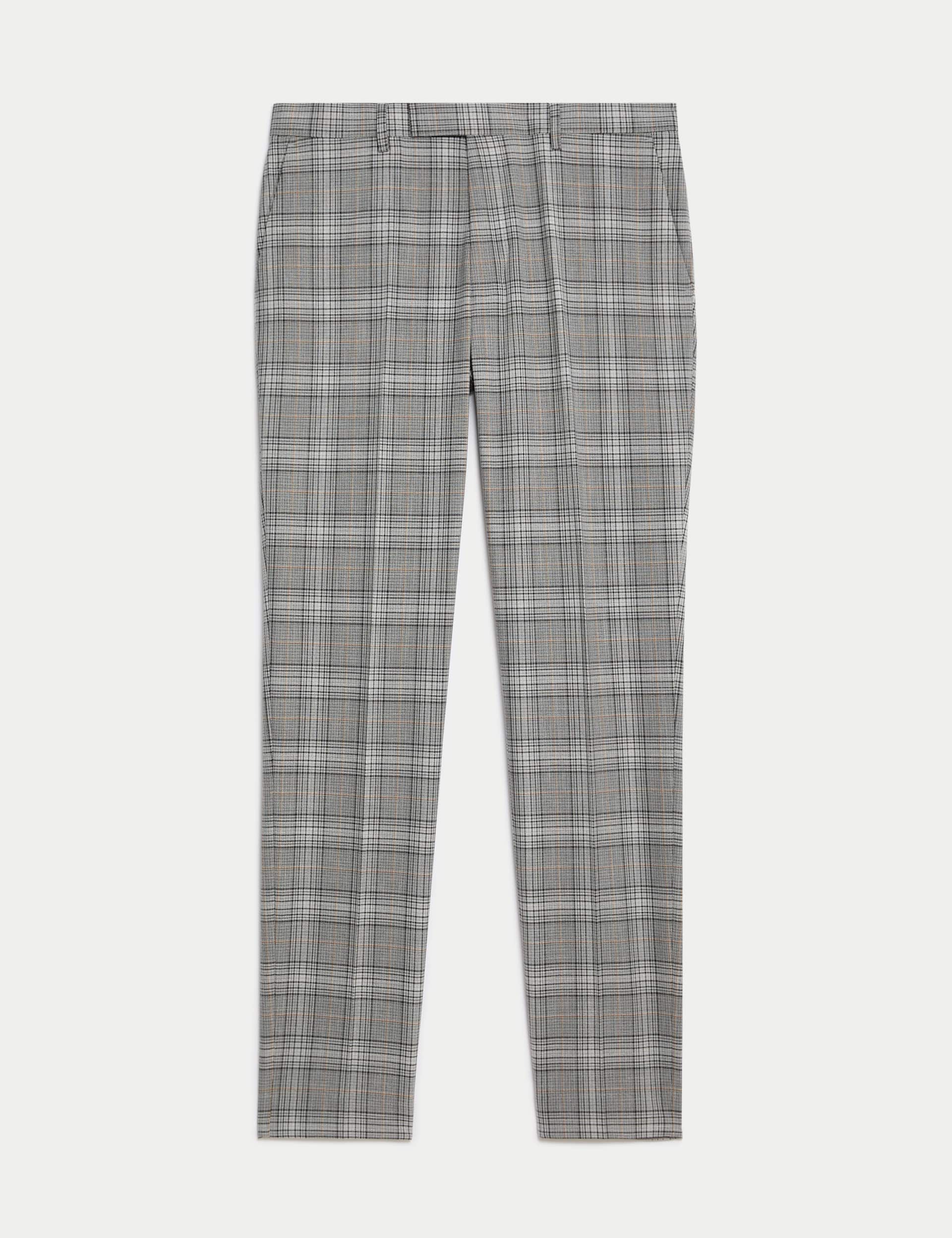 M&S Men's Skinny Fit Prince of Wales Check Suit Trousers
