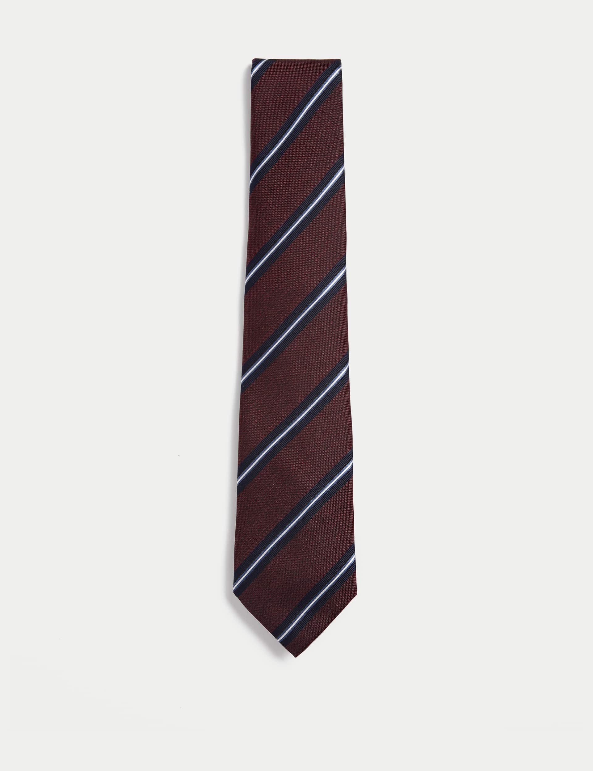 M&S Men's Striped Pure Silk Tie
