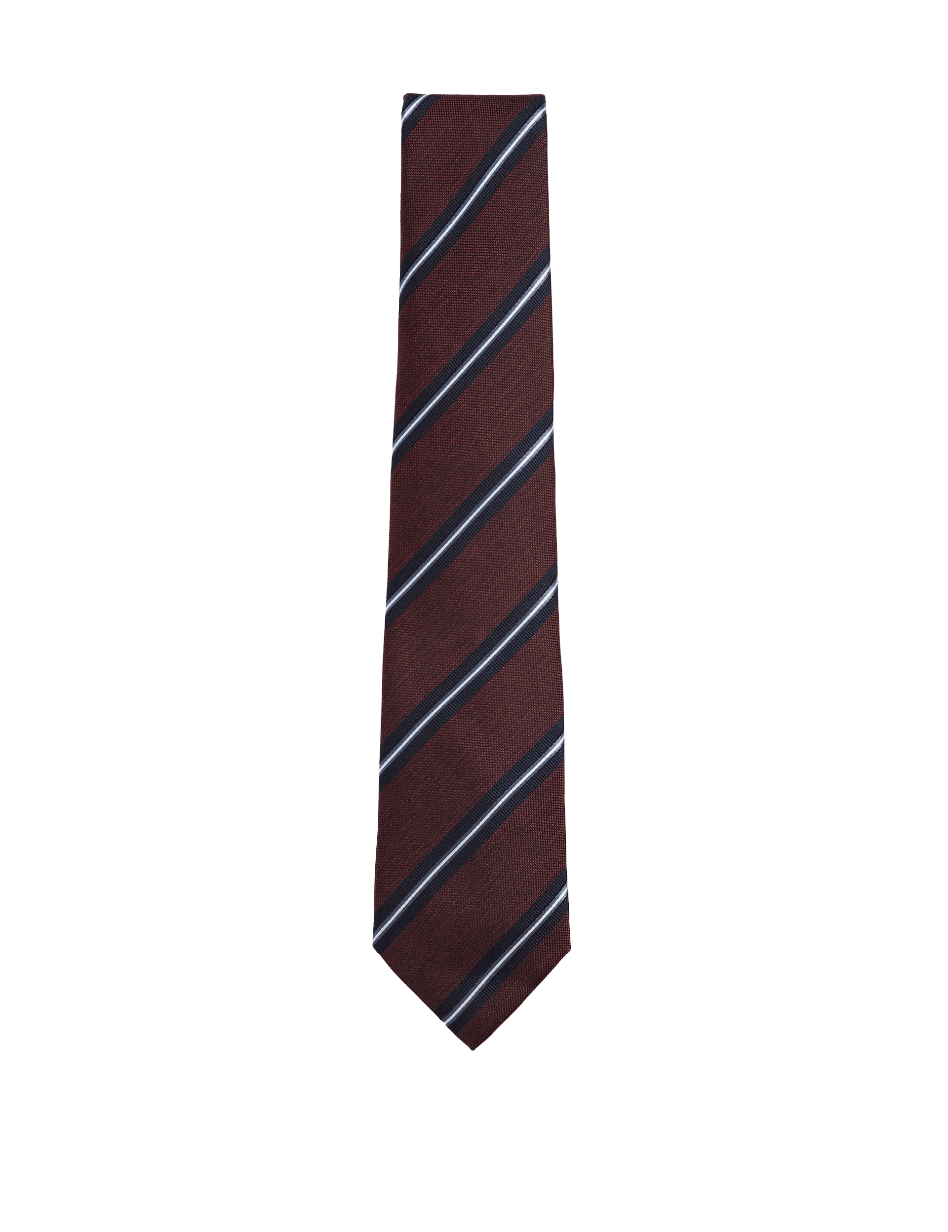 M&S Collection Men's Striped Pure Silk Tie - one size - Red Mix, Red Mix