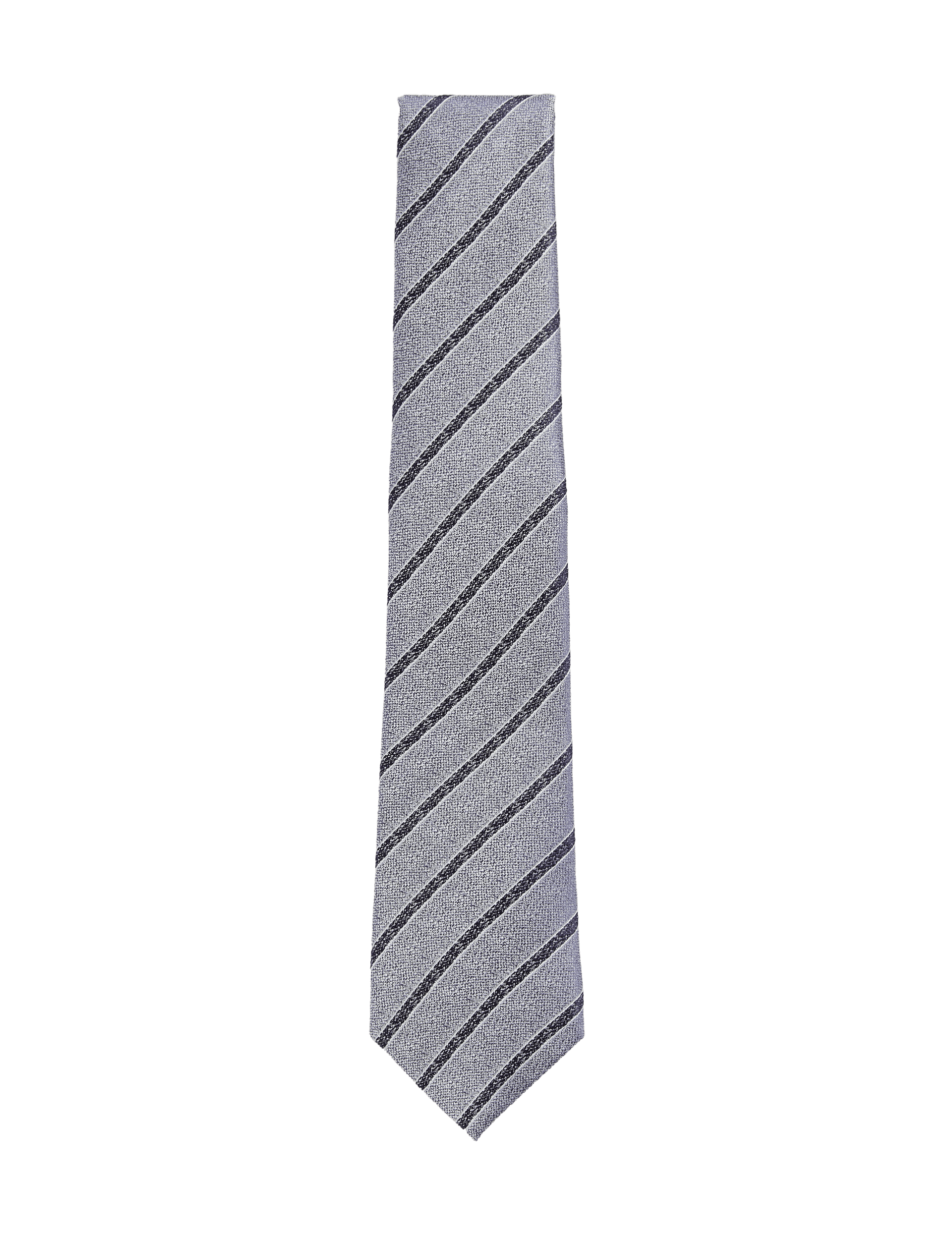 M&S Collection Men's Pure Silk Striped Tie - Mid Blue, Mid Blue