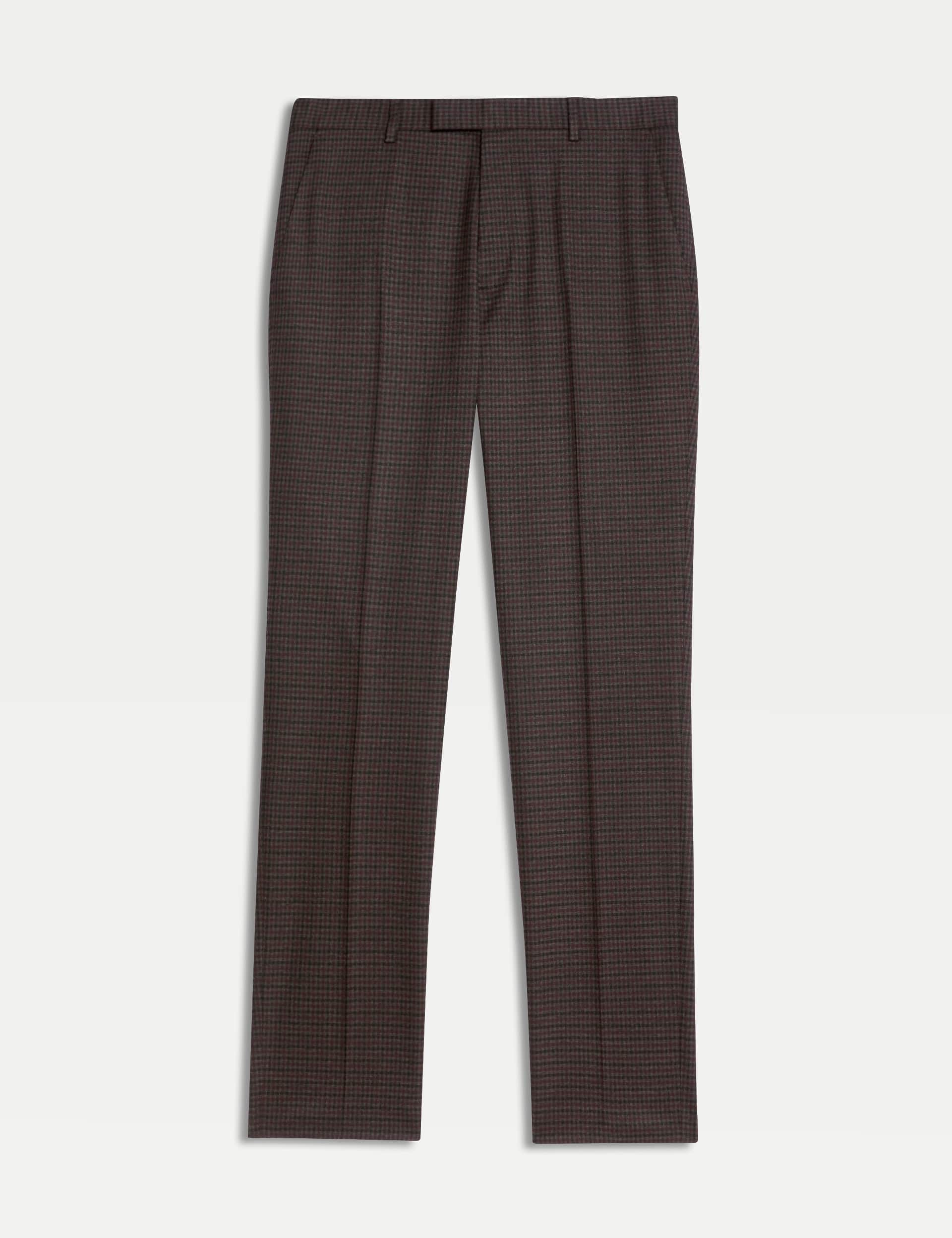 M&S Men's Slim Fit Check Stretch Suit Trousers